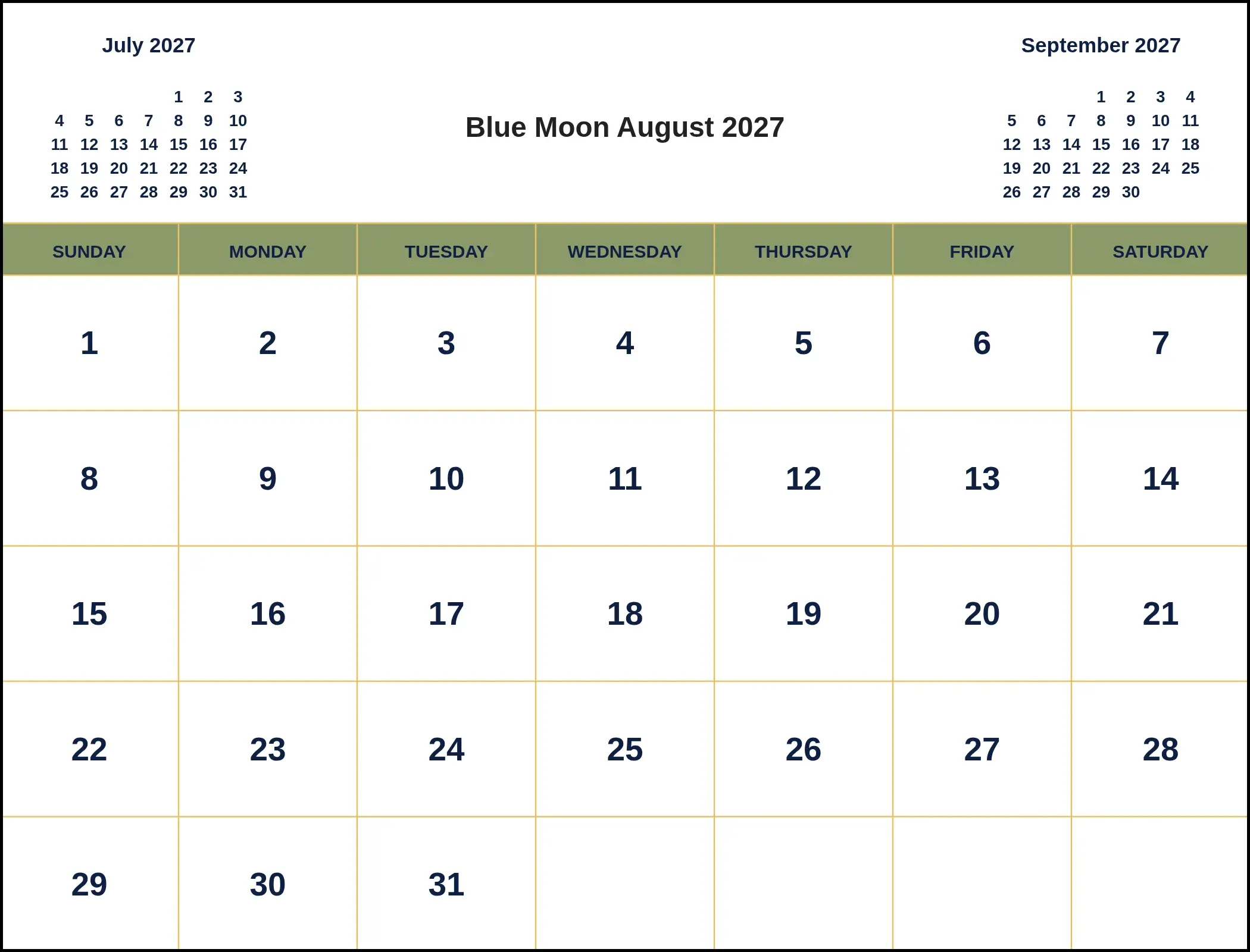 Blue Moon August 2027 With Three Month View