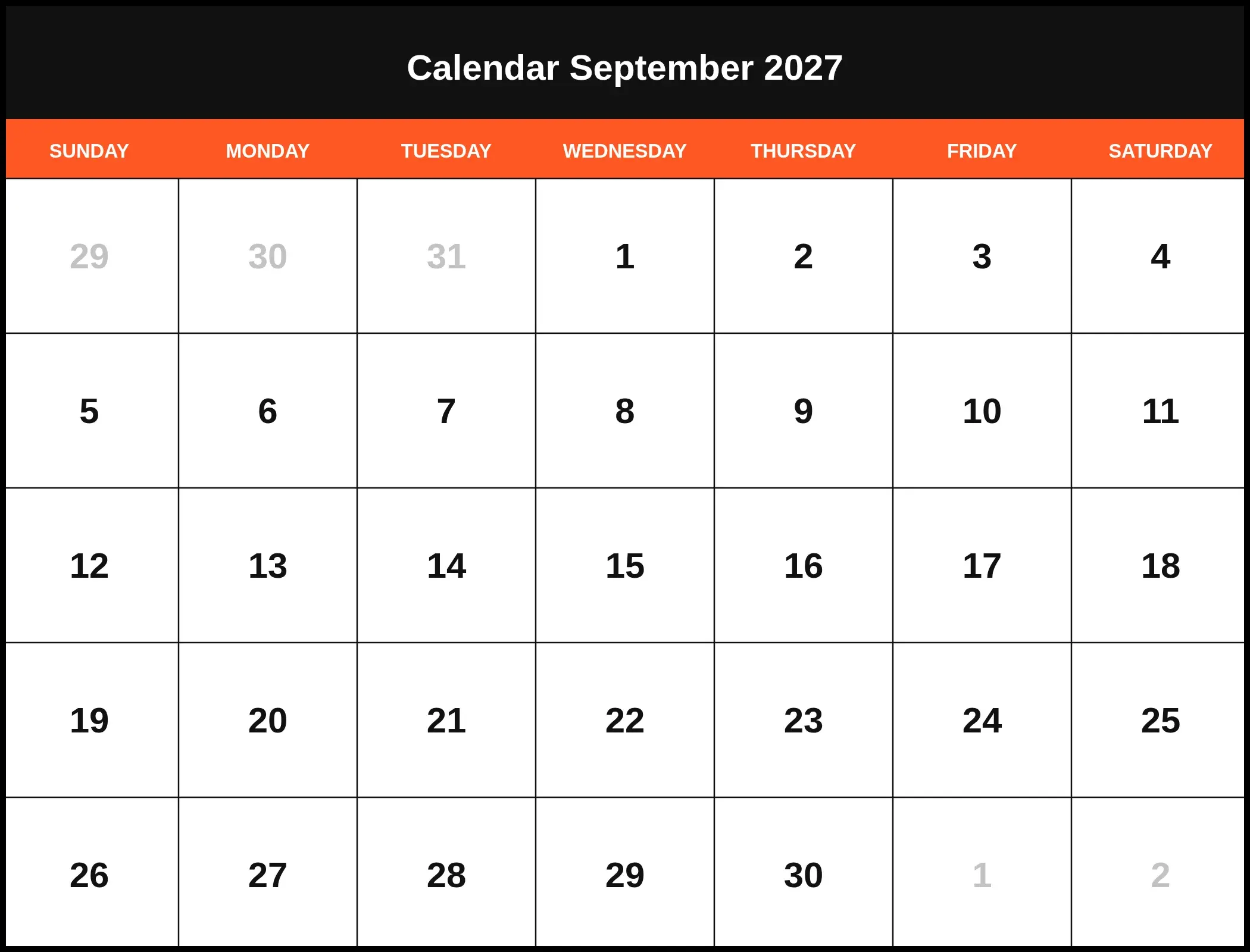 Calendar September 2027 Pdf