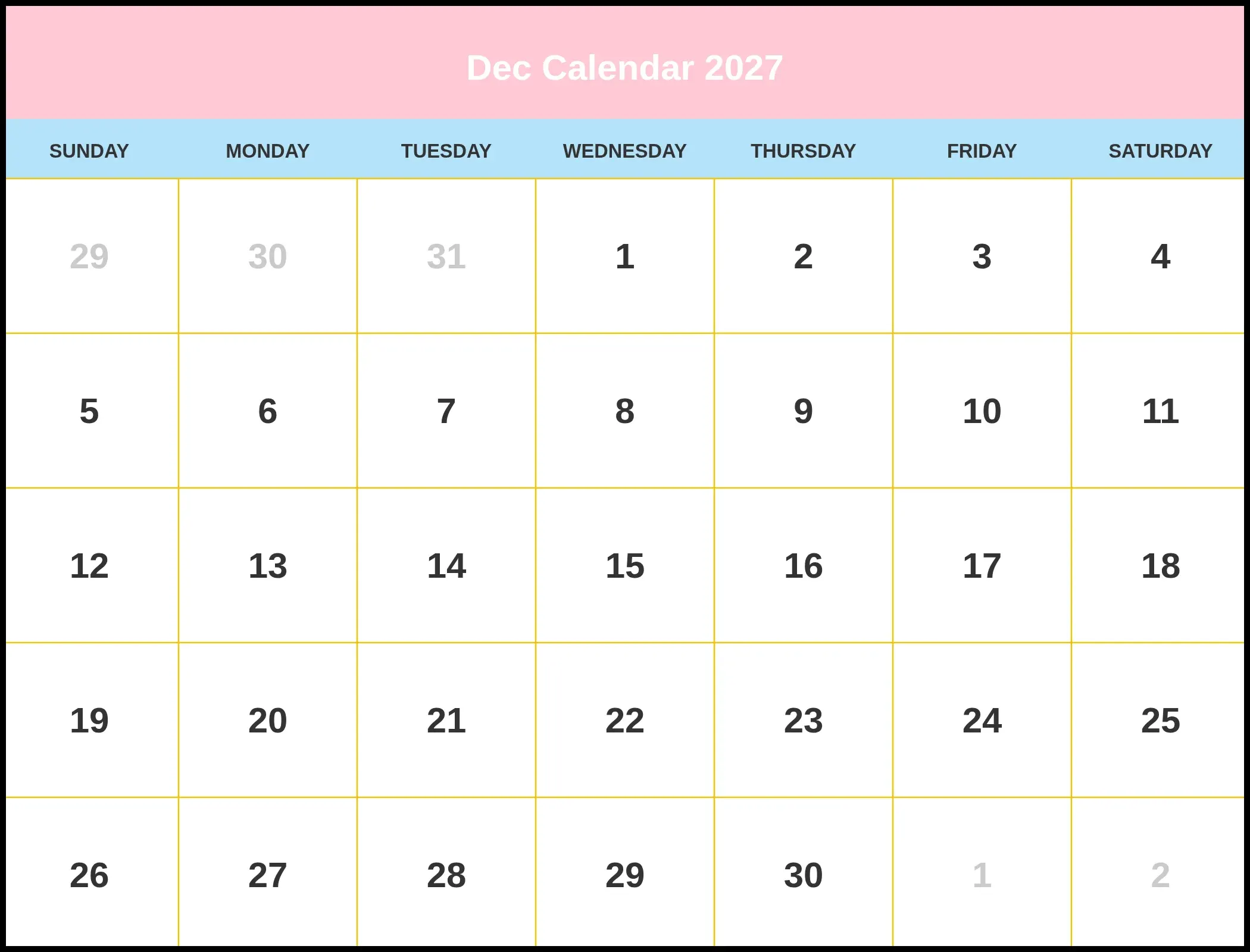 Dec Calendar 2027 Pdf