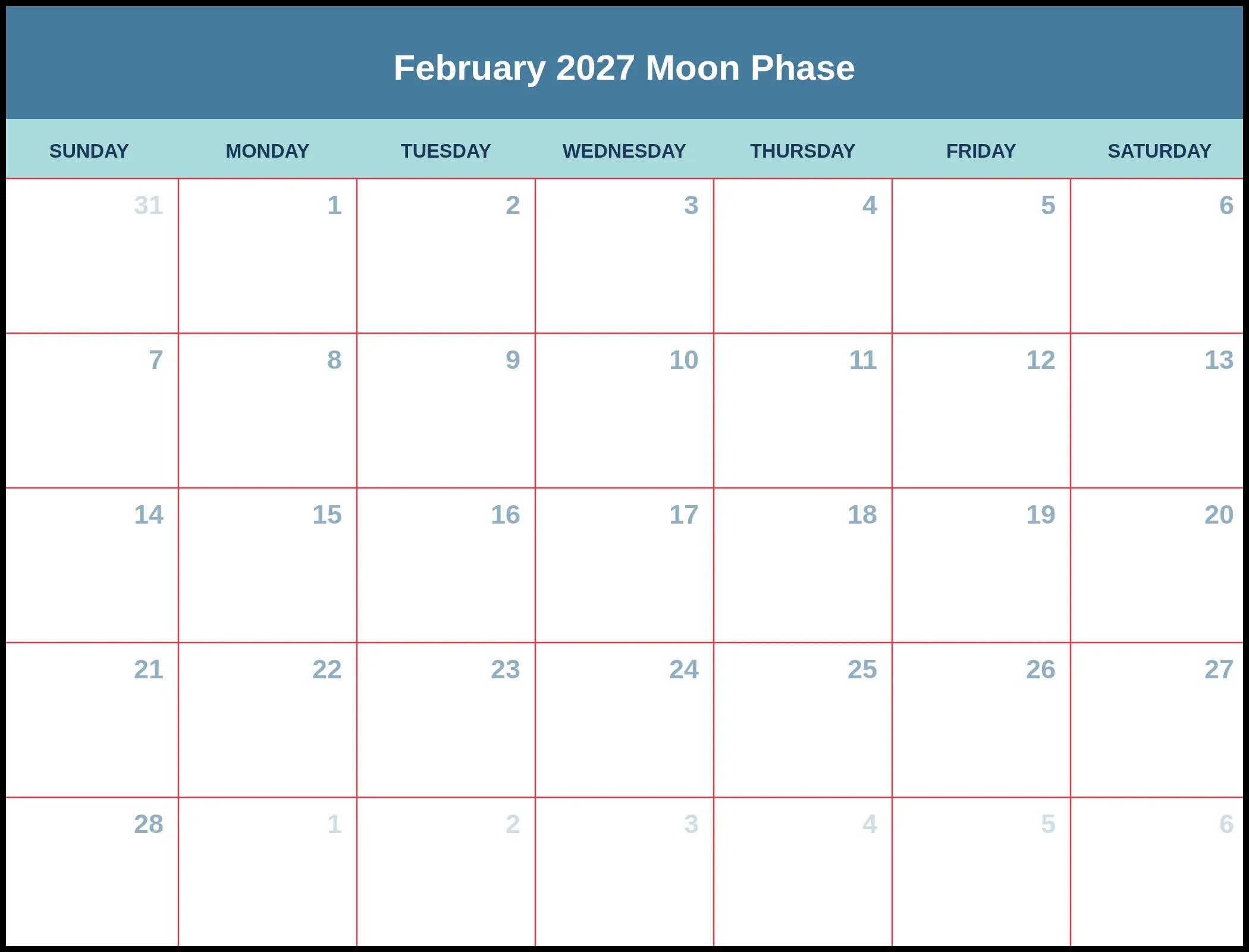 February 2027 Moon Phase
