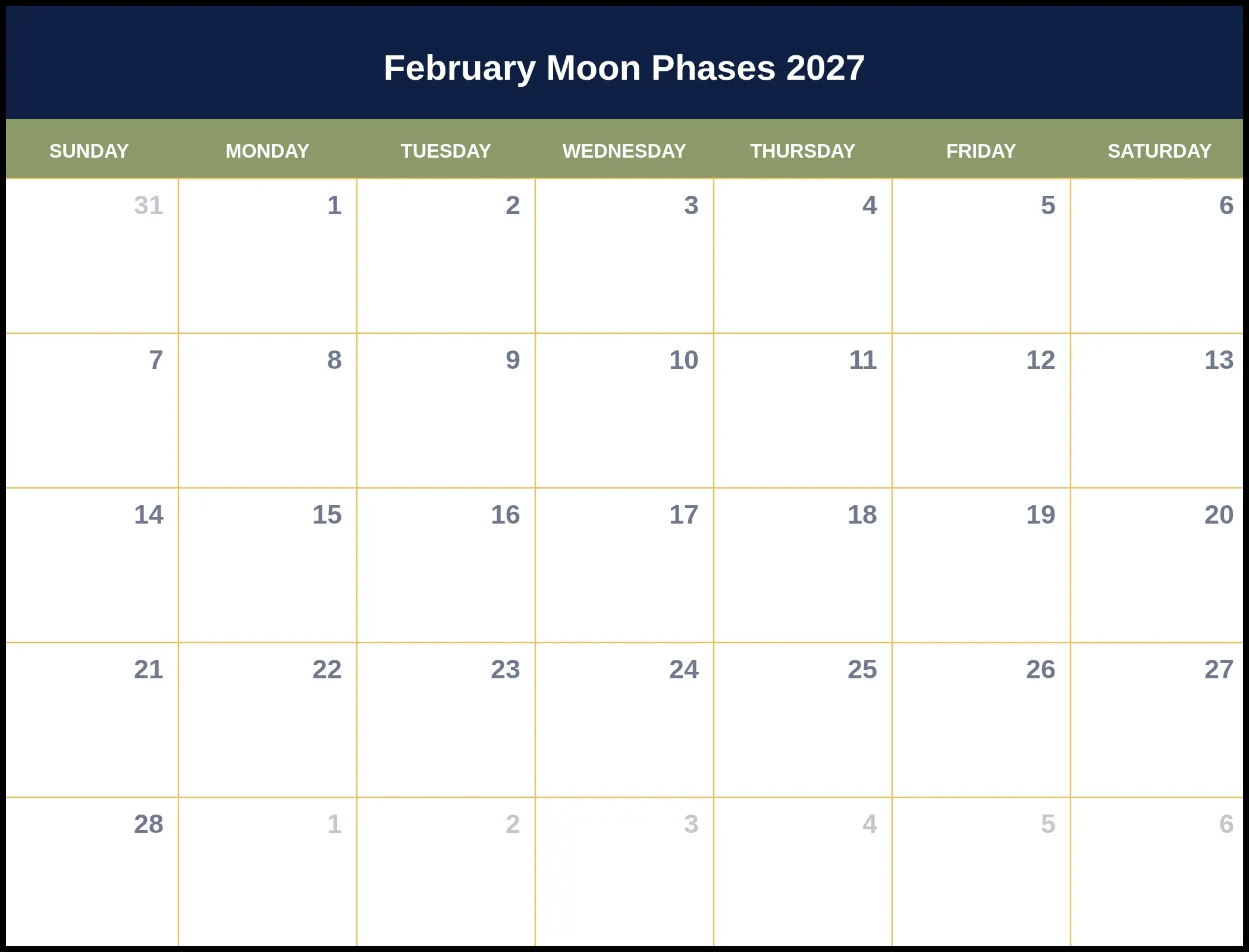 February Moon Phases 2027