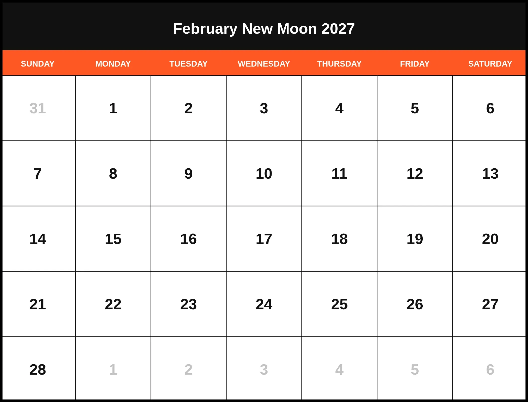 February New Moon 2027 February New Moon 2027