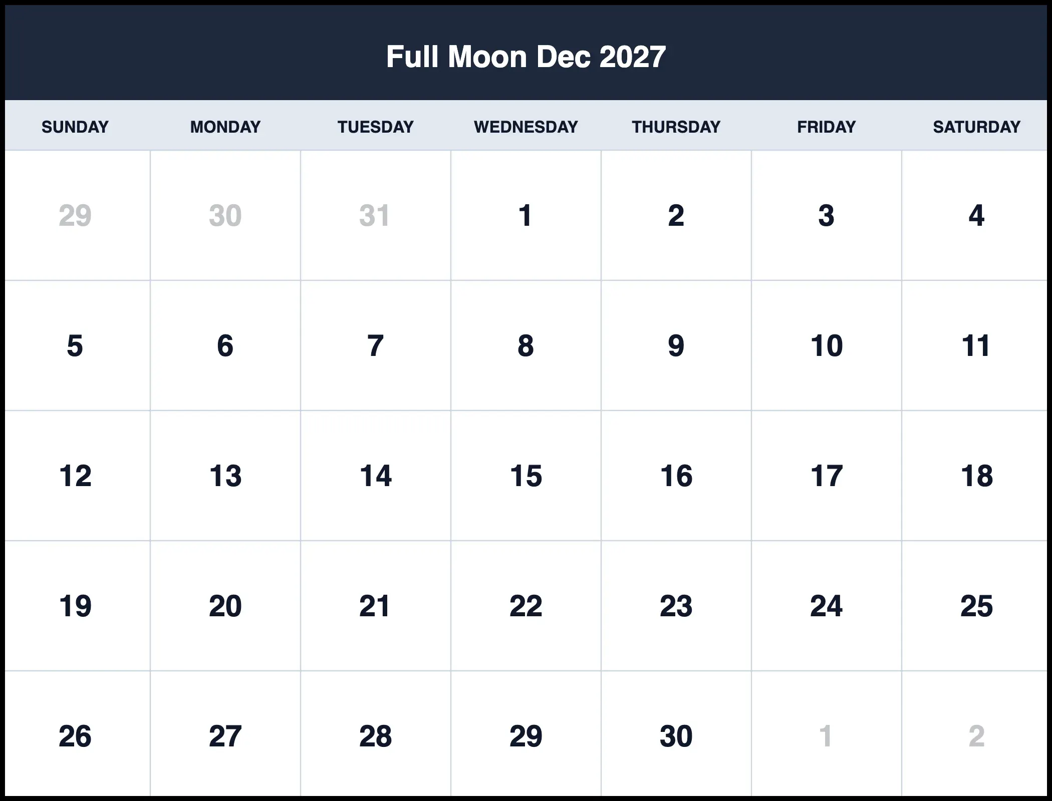 Full Moon Dec 2027
