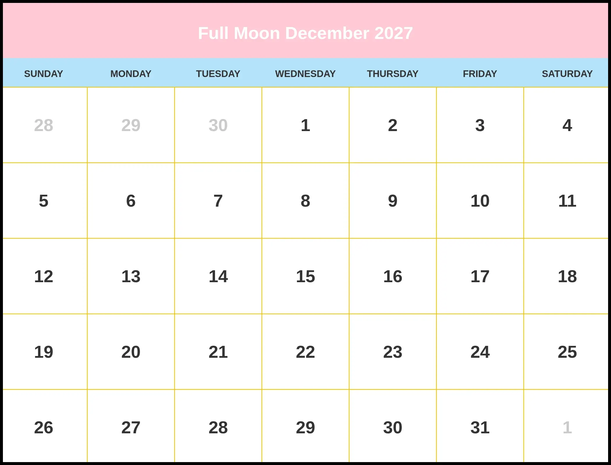 Full Moon December 2027 Full Moon December 2027