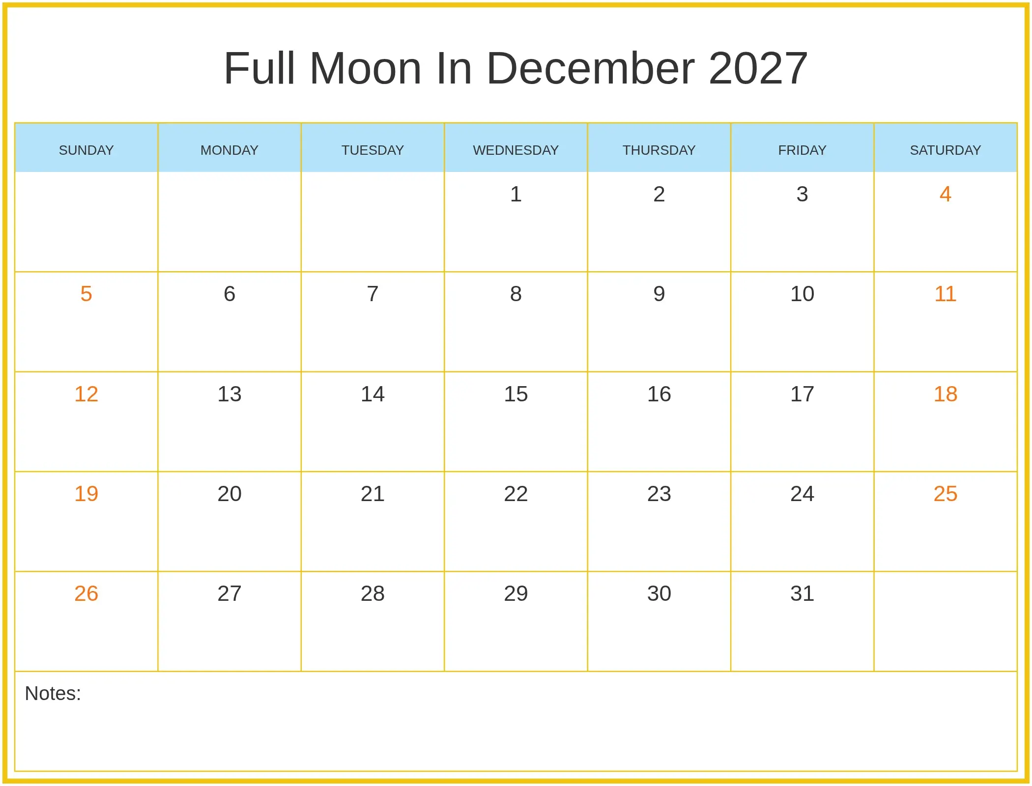 Full Moon In December 2027 with Notes Bottom Landscape Full Moon In December 2027 with Notes Bottom Landscape