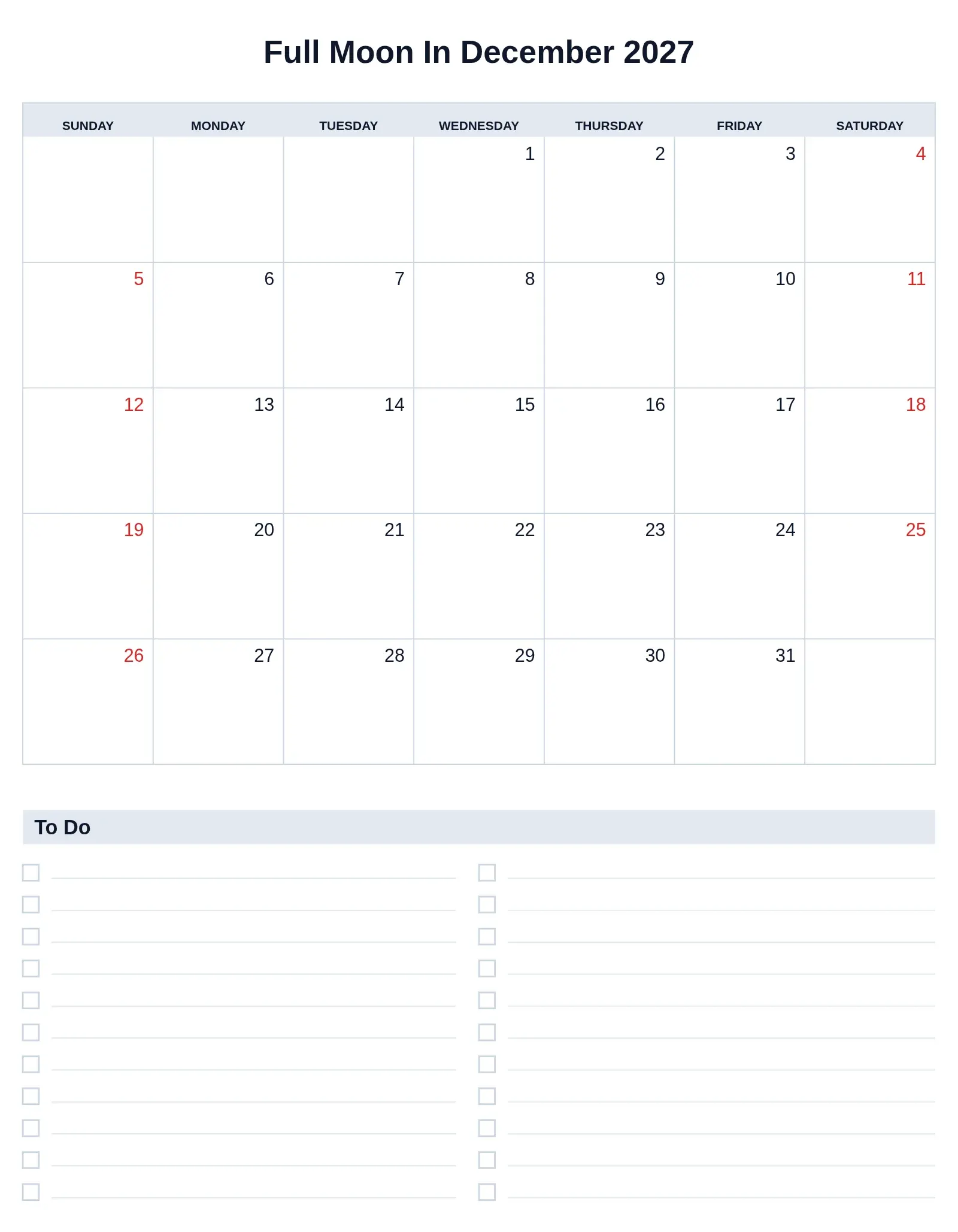 Full Moon In December 2027 With To Do List Bottom Portrait Full Moon In December 2027 With To Do List Bottom Portrait