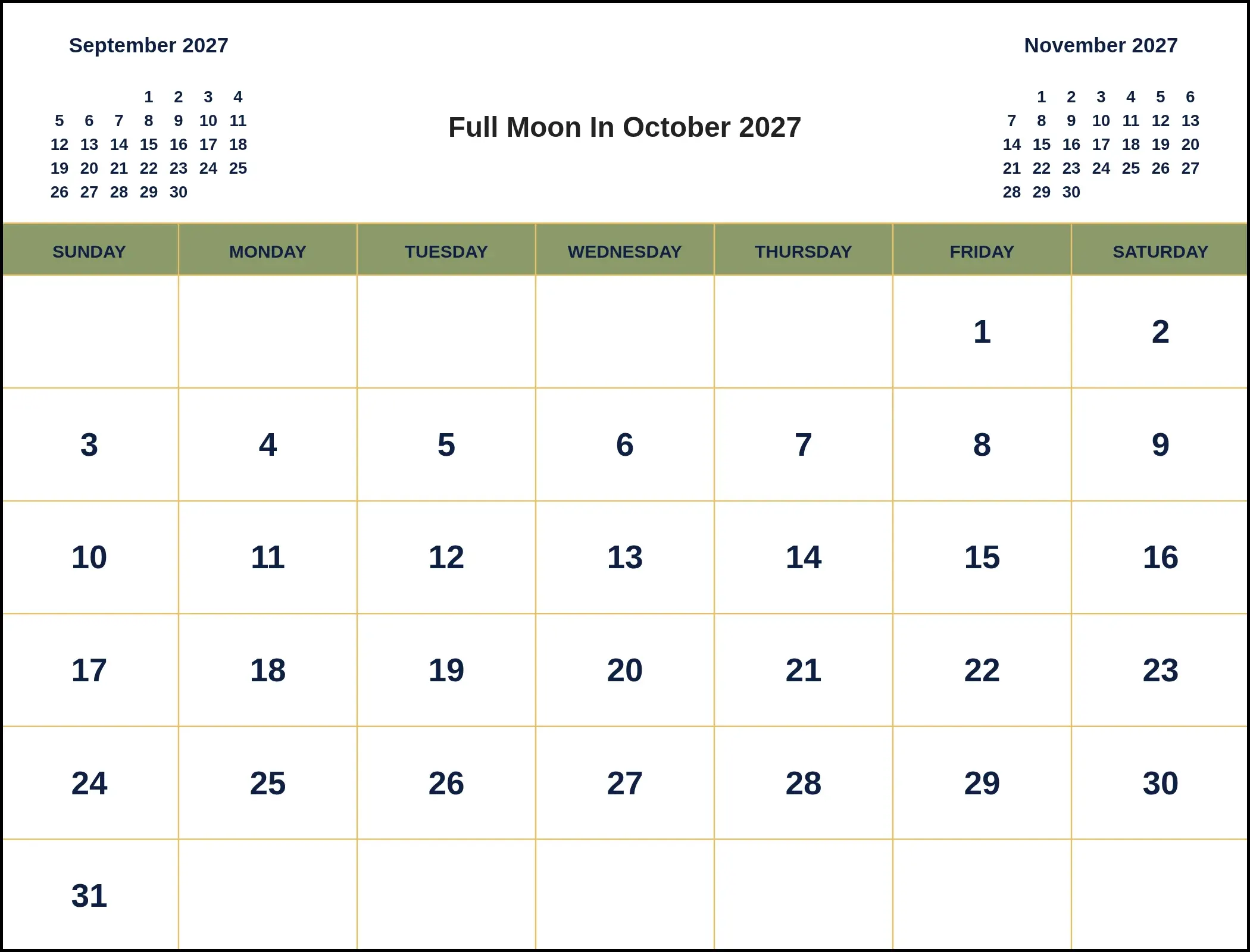 Full Moon In October 2027 With Three Month View Full Moon In October 2027 With Three Month View