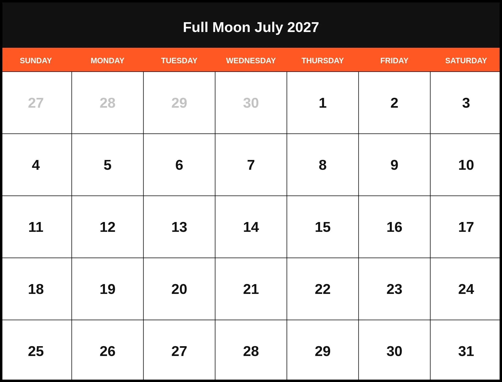 Full Moon July 2027