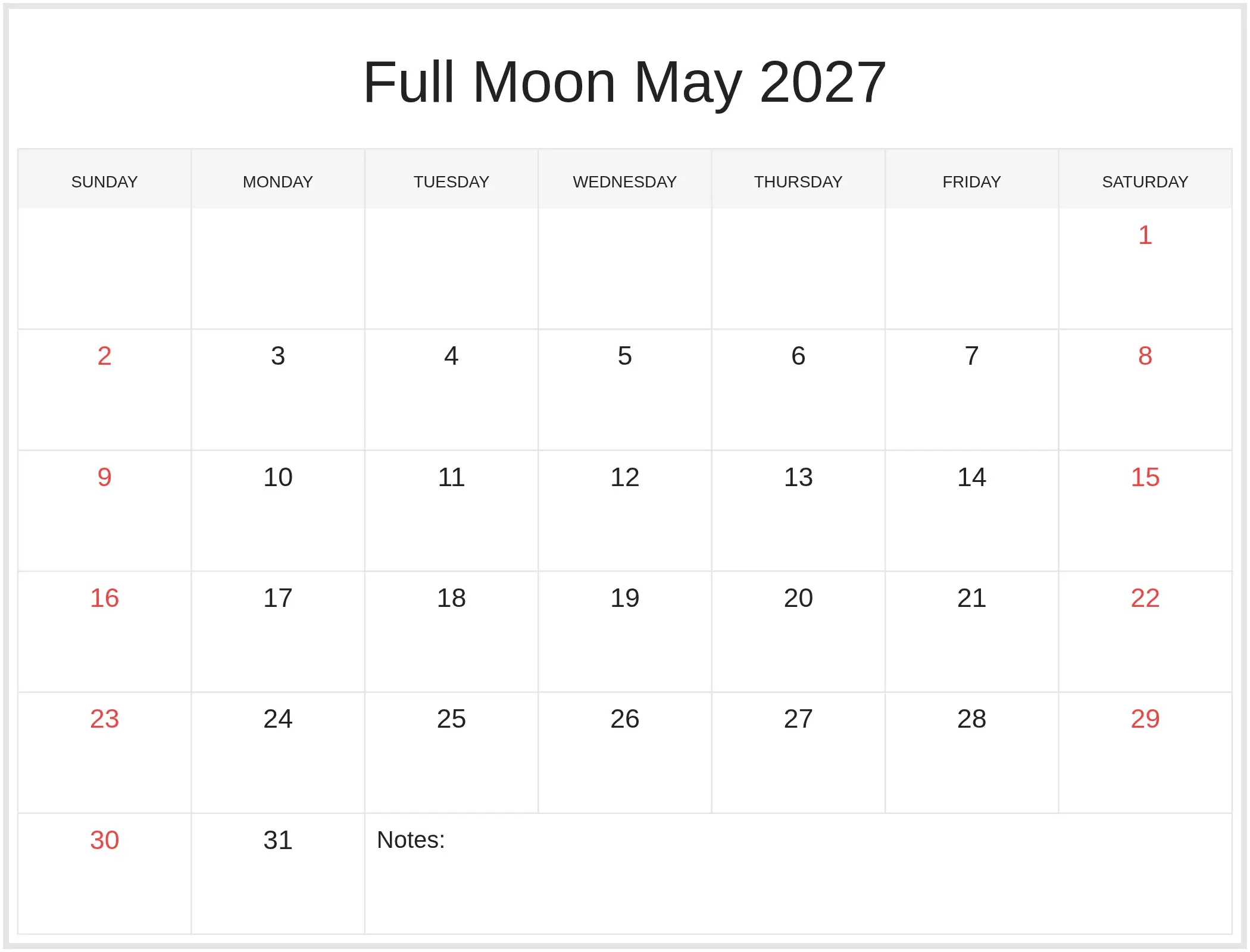 Full Moon May 2027 with Notes Bottom Landscape