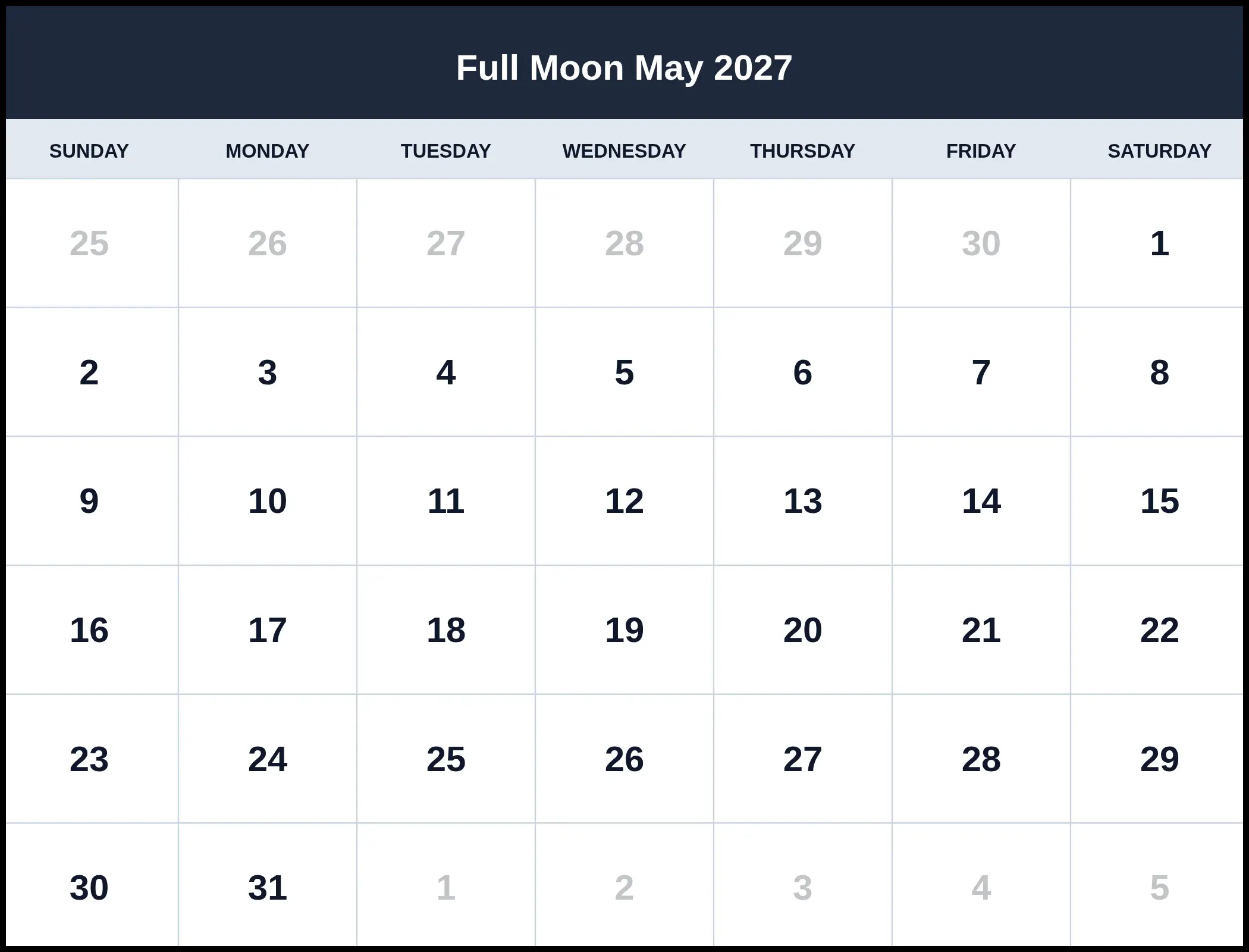 Full Moon May 2027