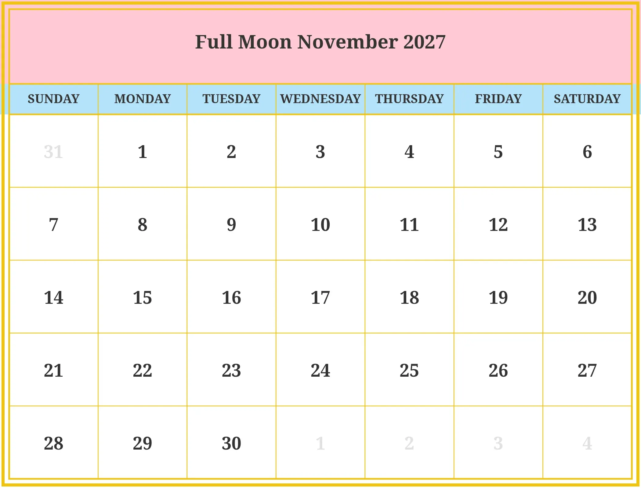 Full Moon November 2027 Download Landscape