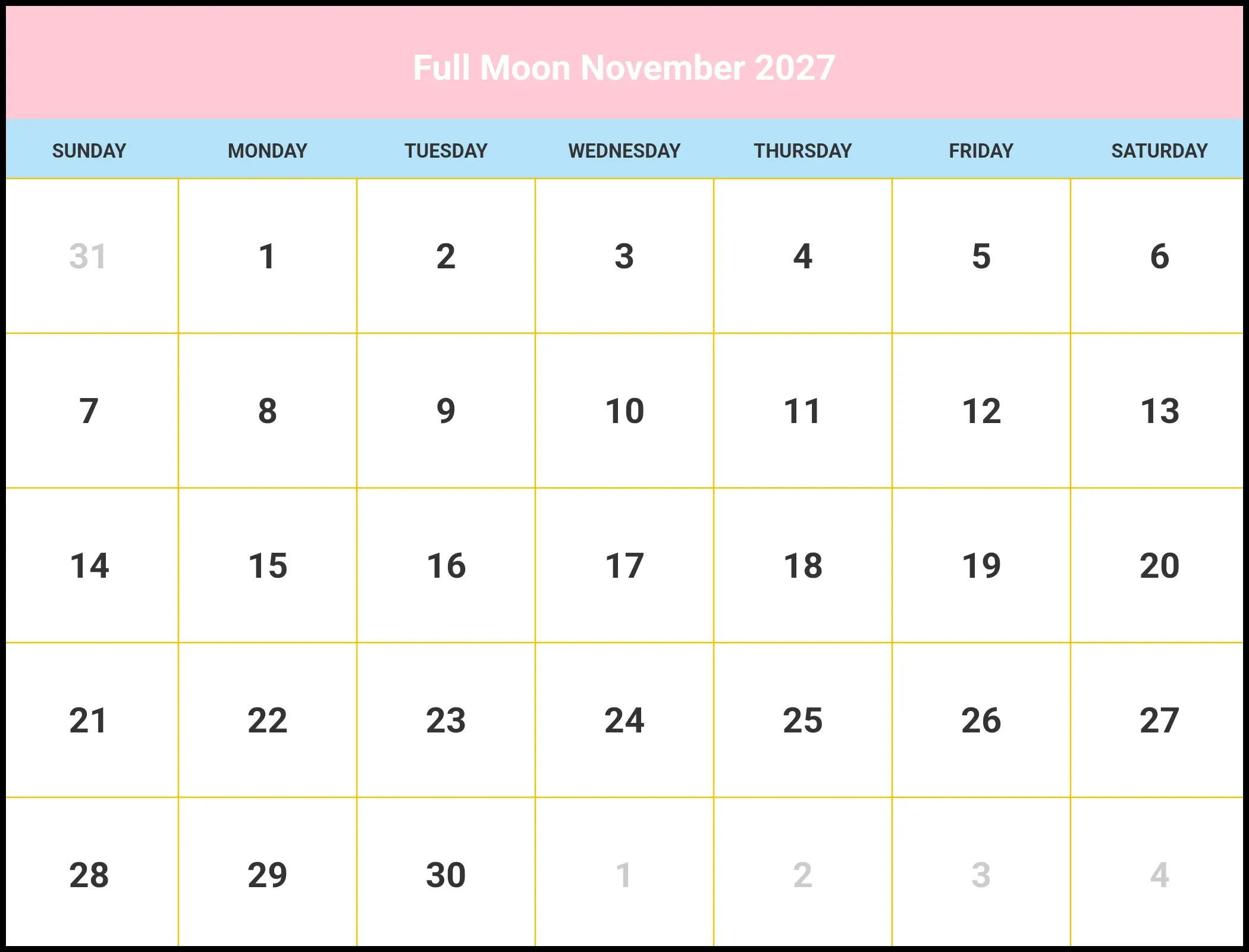 Full Moon November 2027 Full Moon November 2027