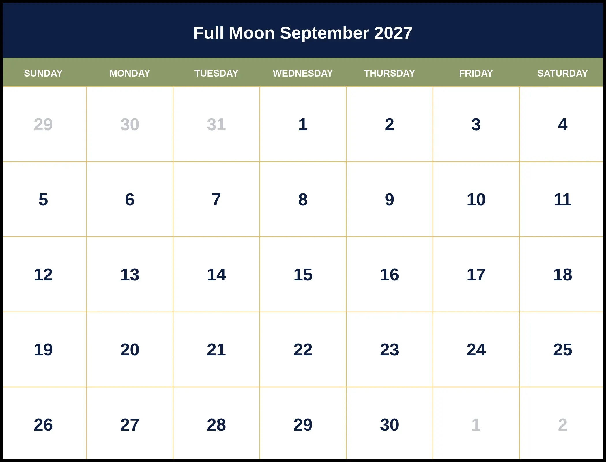 Full Moon September 2027 Full Moon September 2027