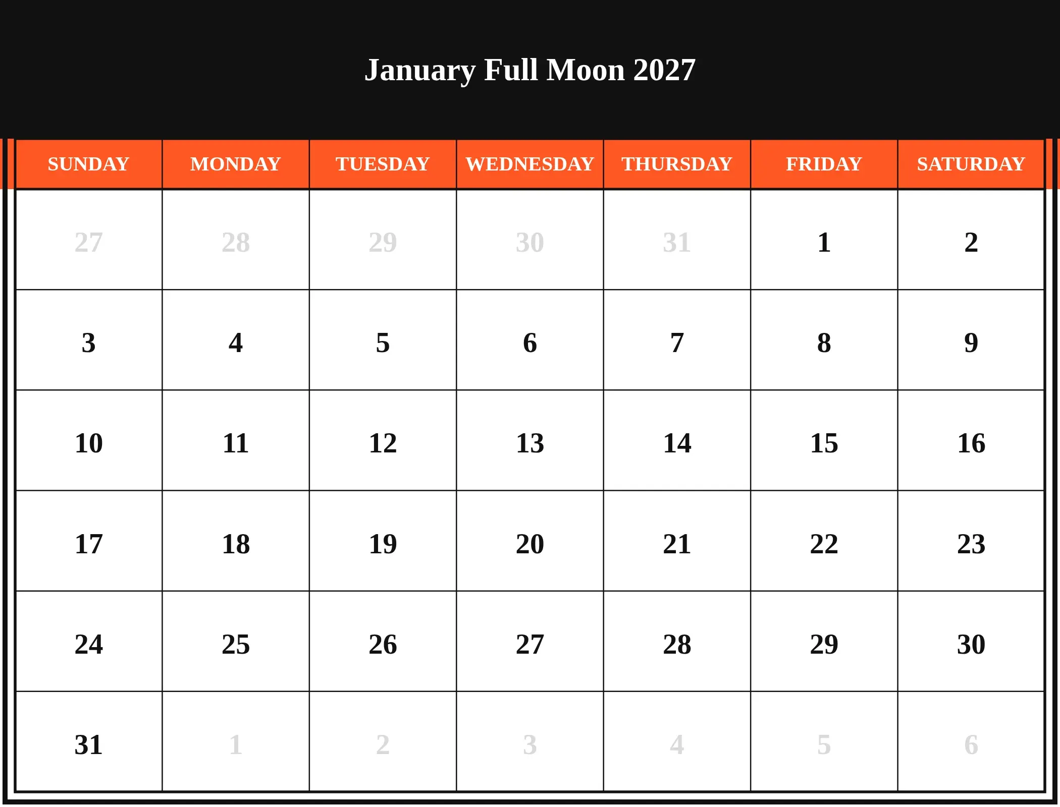 January Full Moon 2027 Download Landscape
