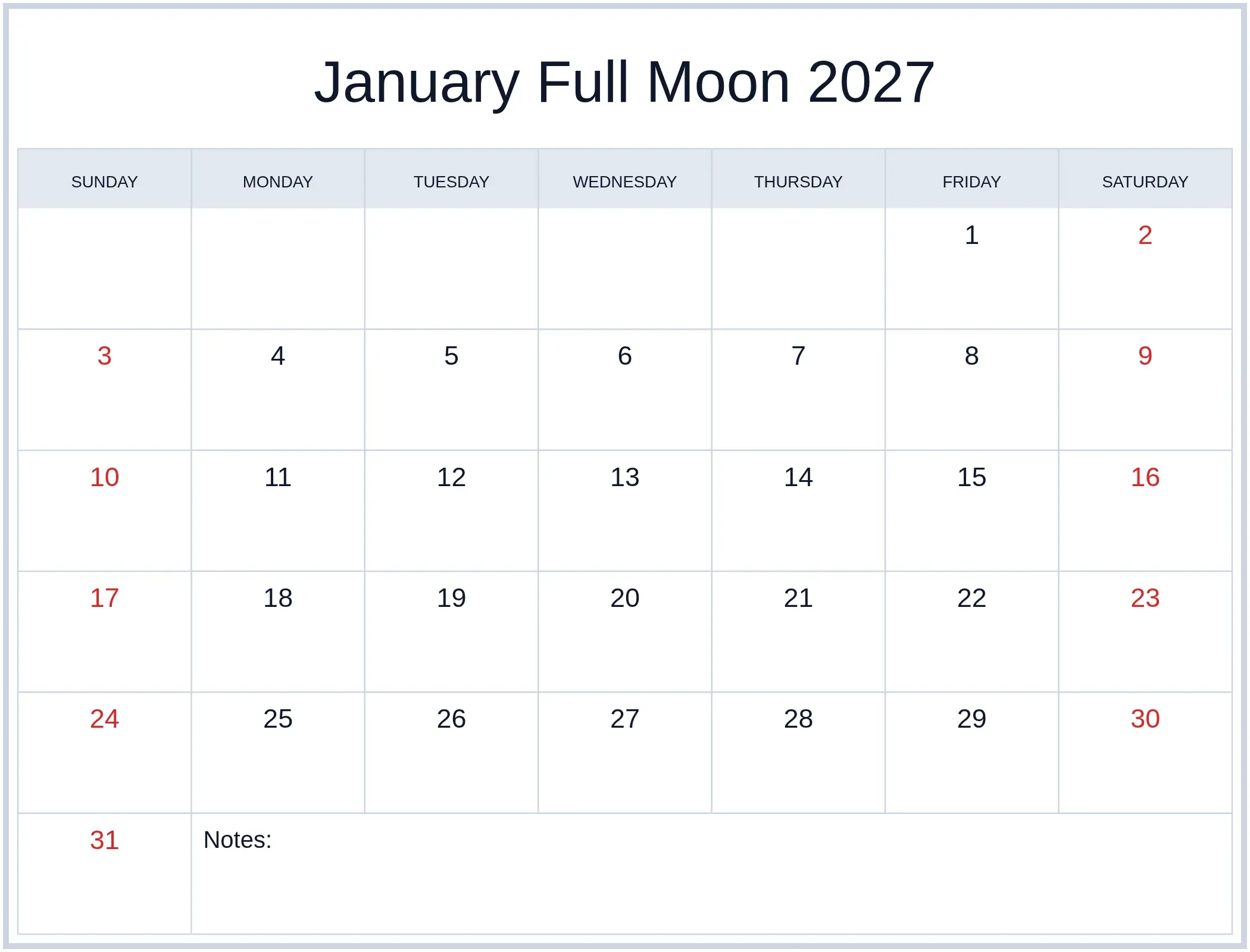 January Full Moon 2027 with Notes Bottom Landscape