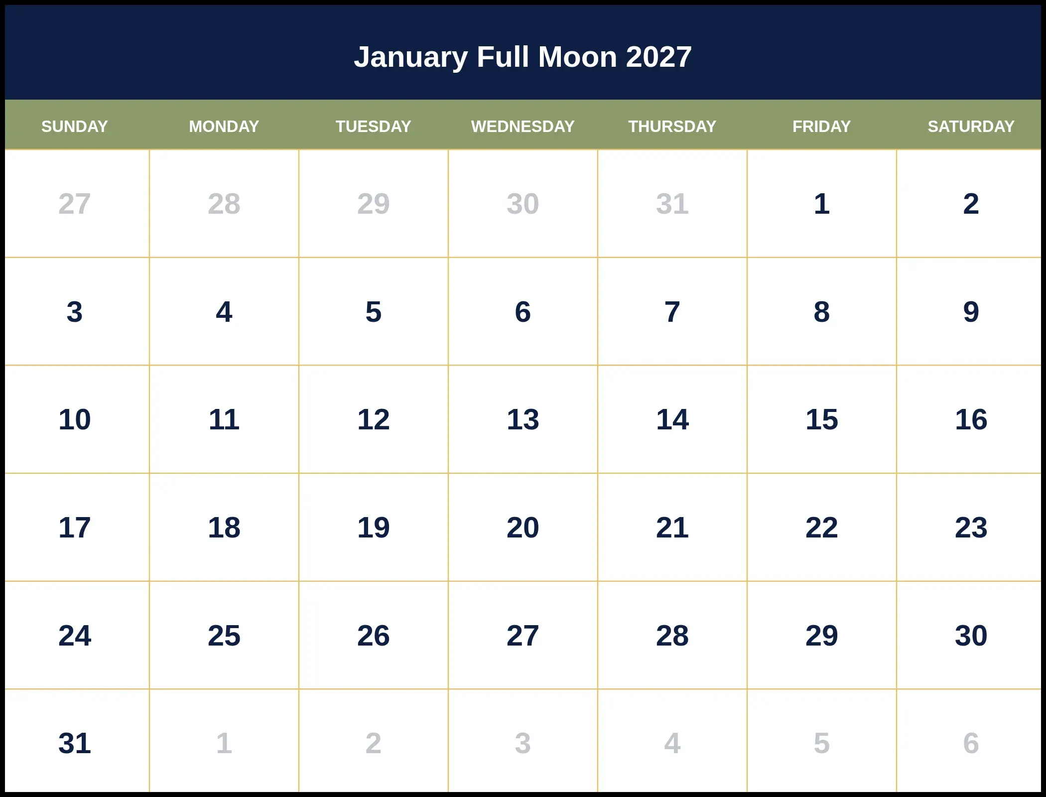 January Full Moon 2027