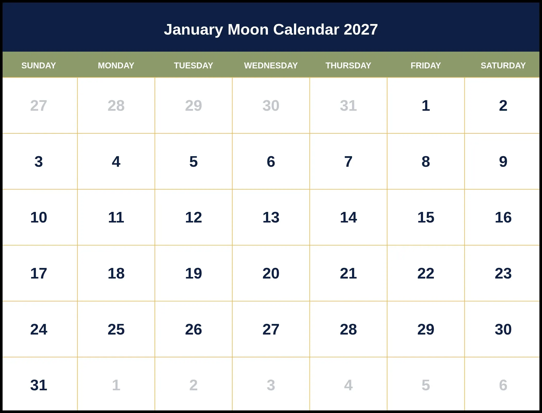 January Moon Calendar 2027 Pdf January Moon Calendar 2027 Pdf