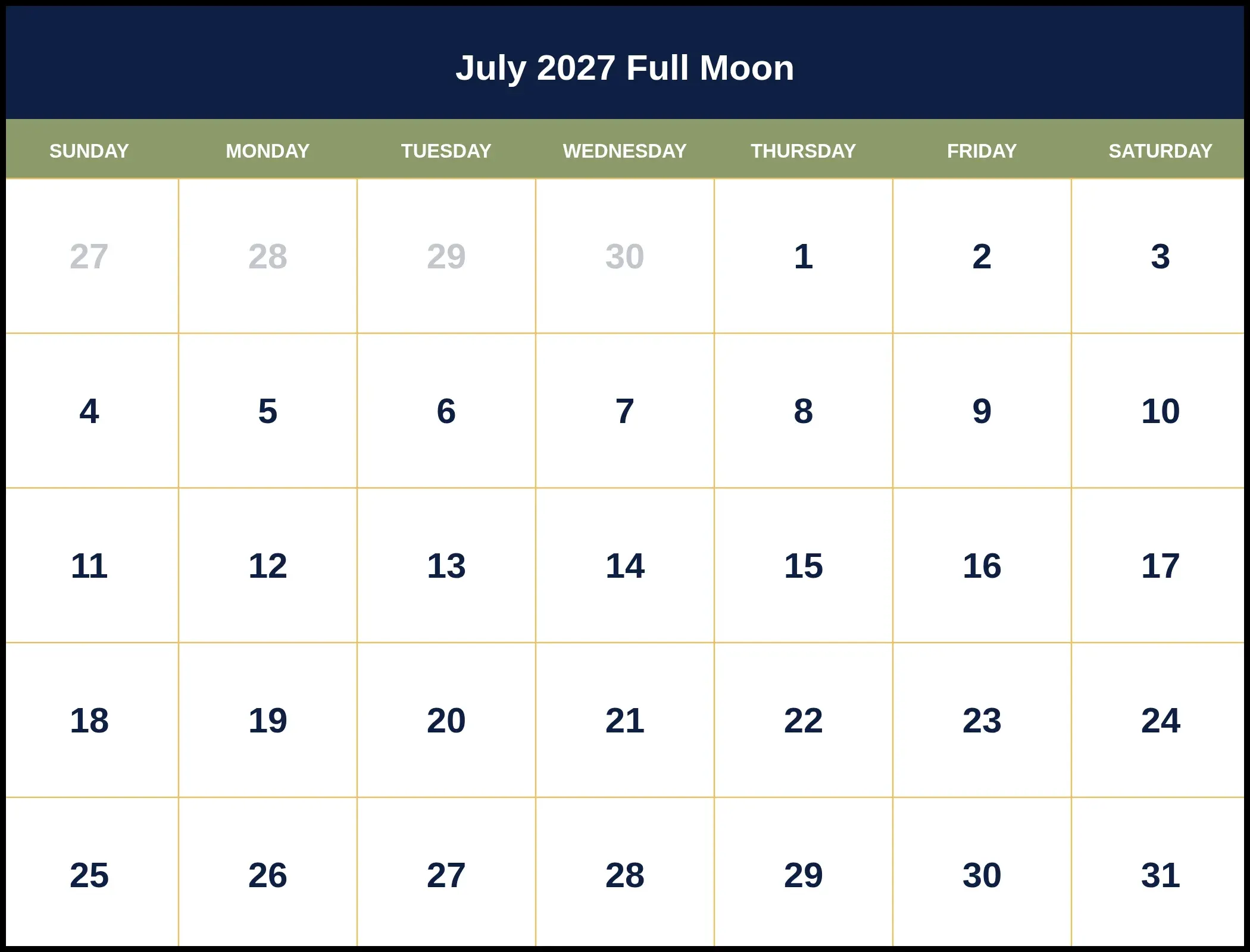 July 2027 Full Moon