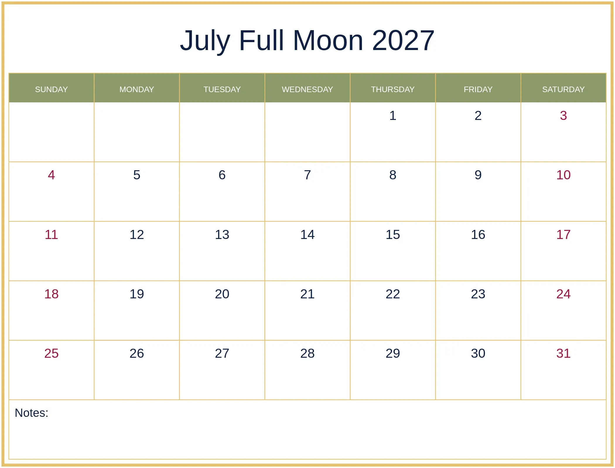 July Full Moon 2027 with Notes Bottom Landscape
