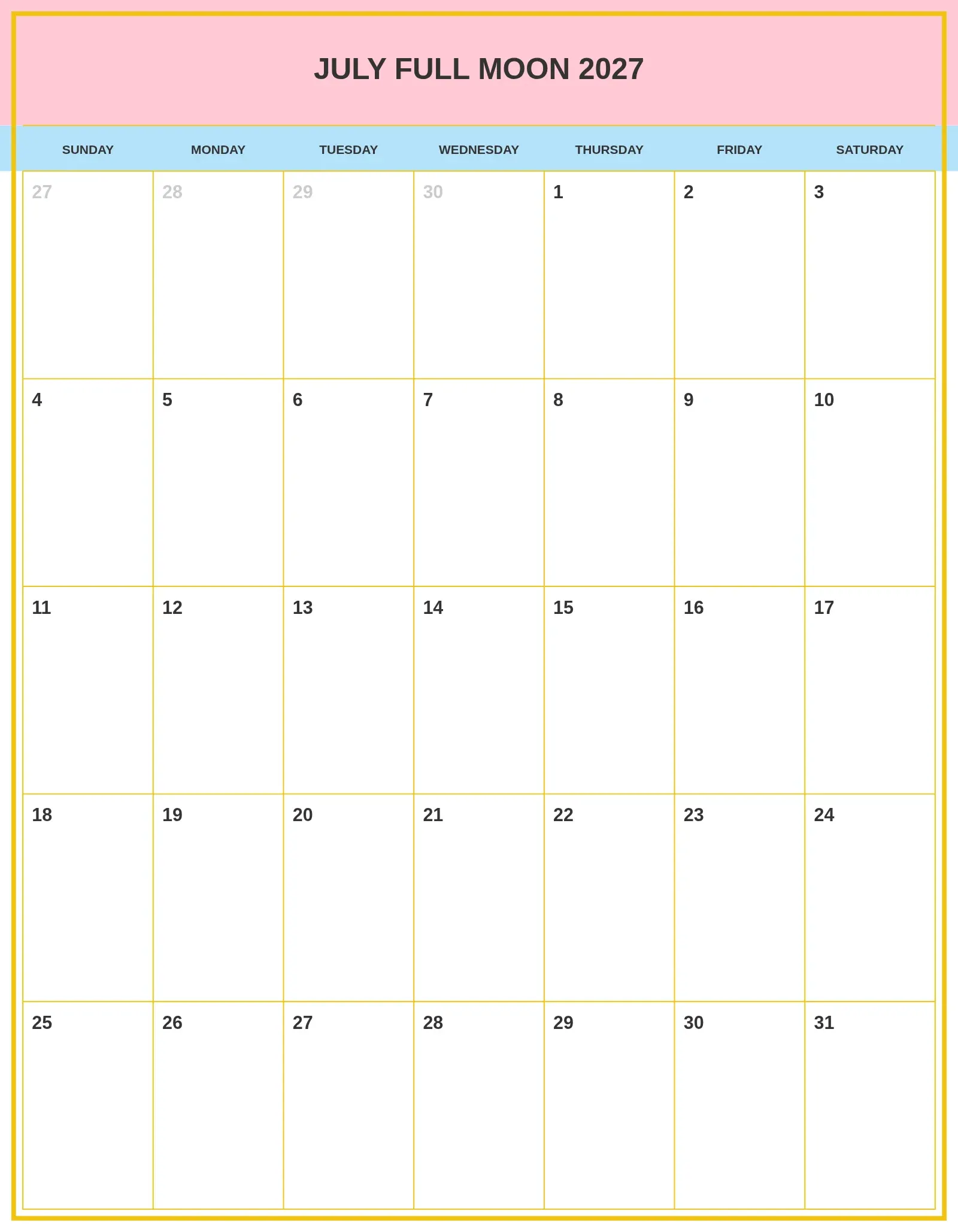 July Full Moon 2027 With Portrait Template July Full Moon 2027 With Portrait Template