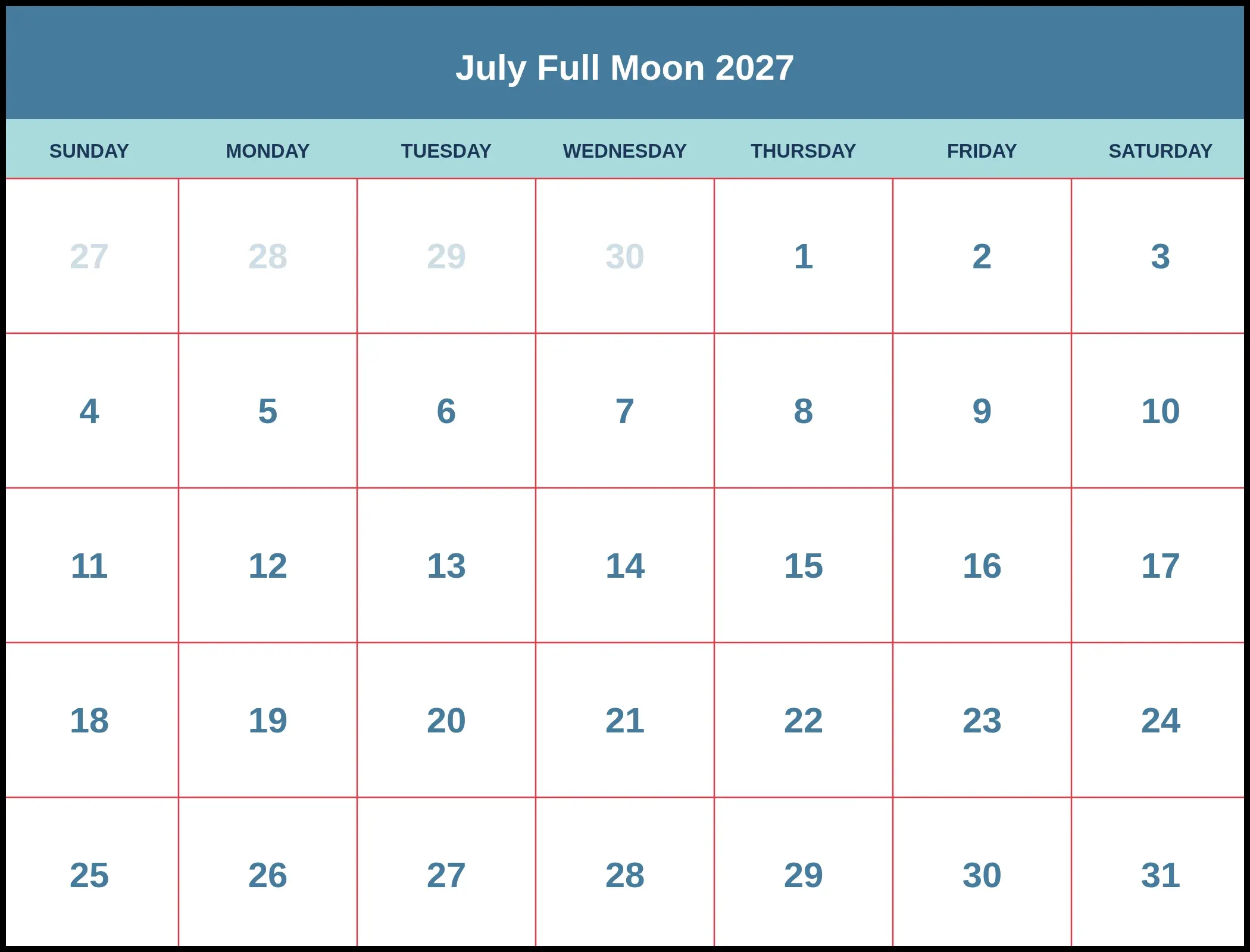 July Full Moon 2027 July Full Moon 2027