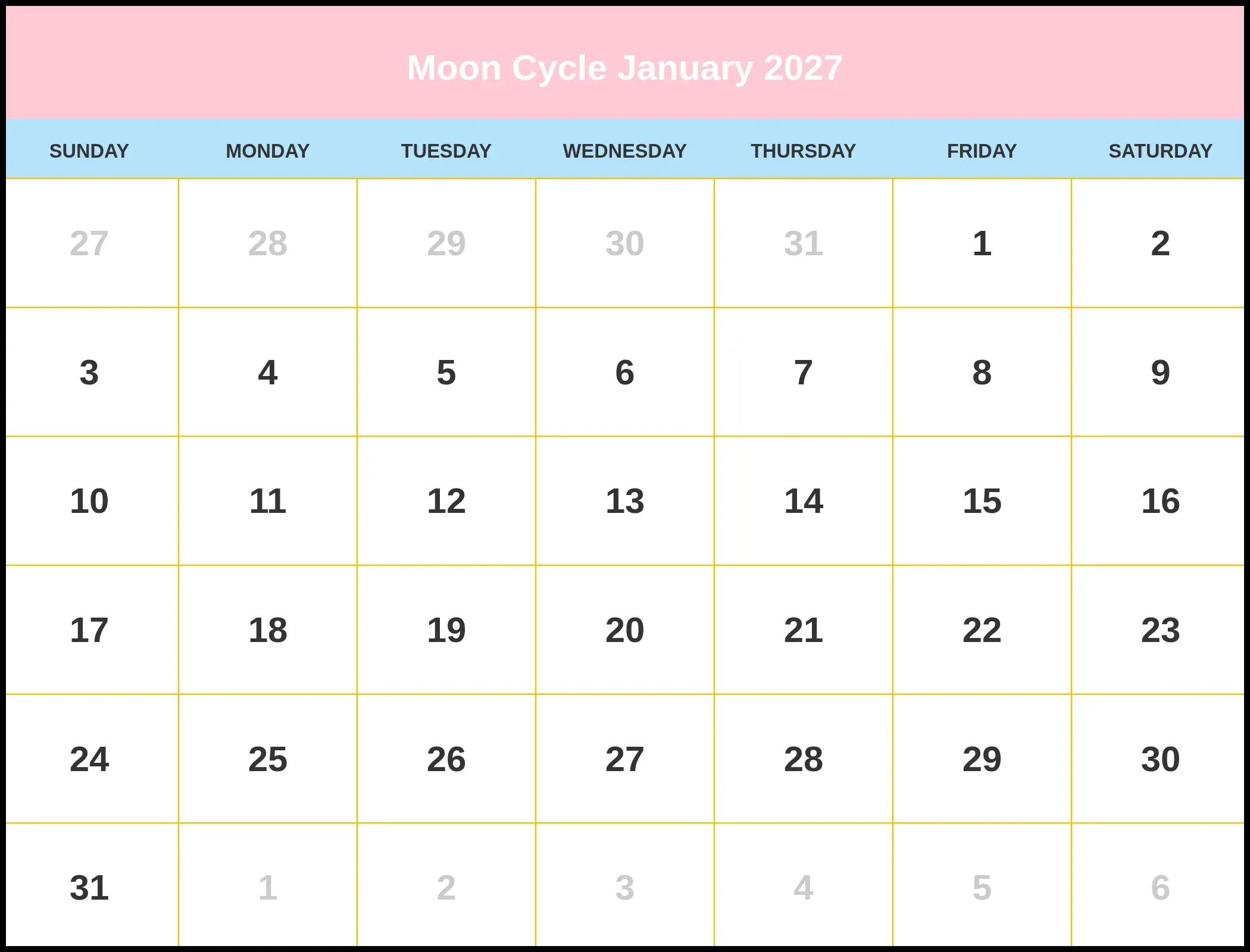 Moon Cycle January 2027