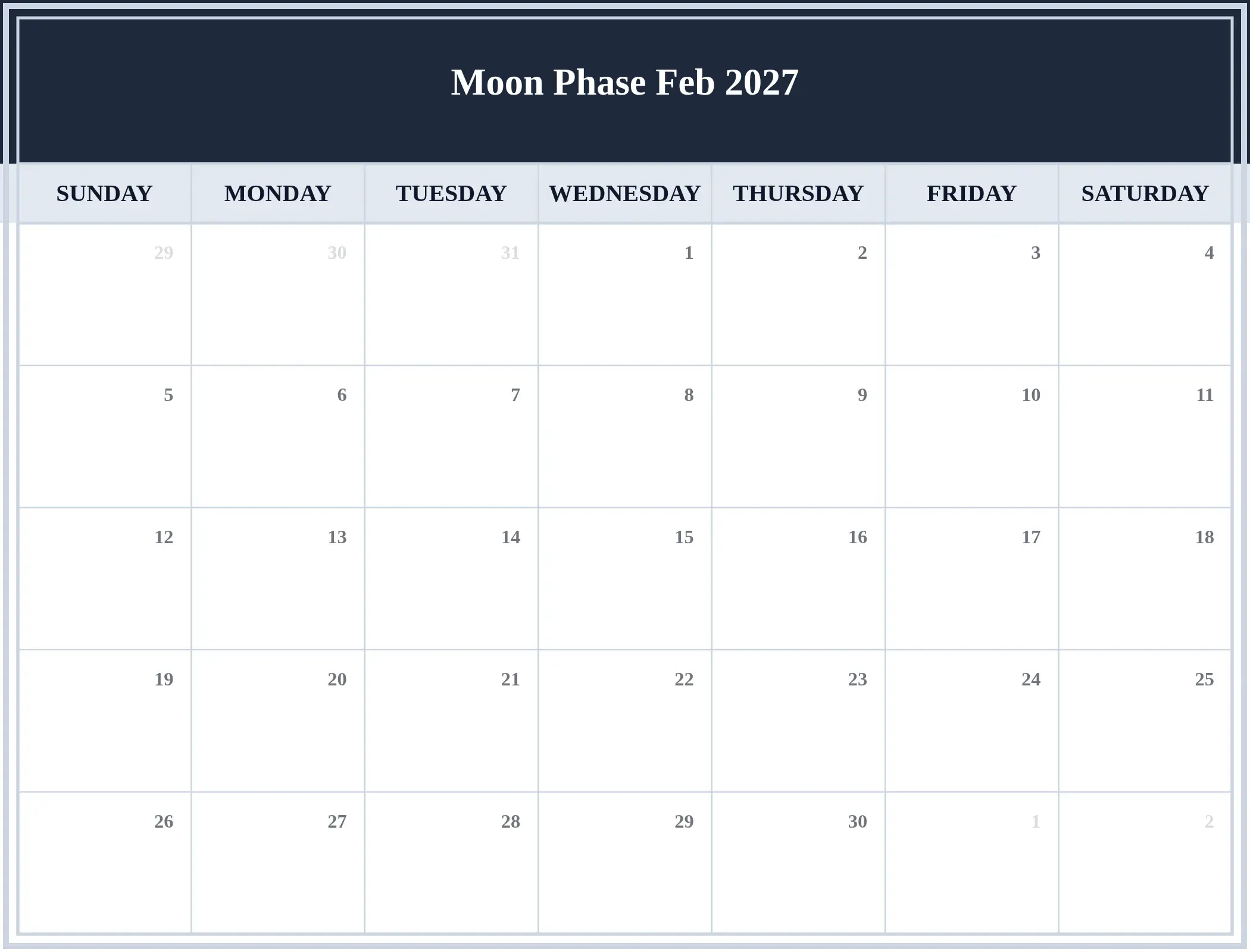 Moon Phase Feb 2027 Download Landscape Moon Phase Feb 2027 Download Landscape
