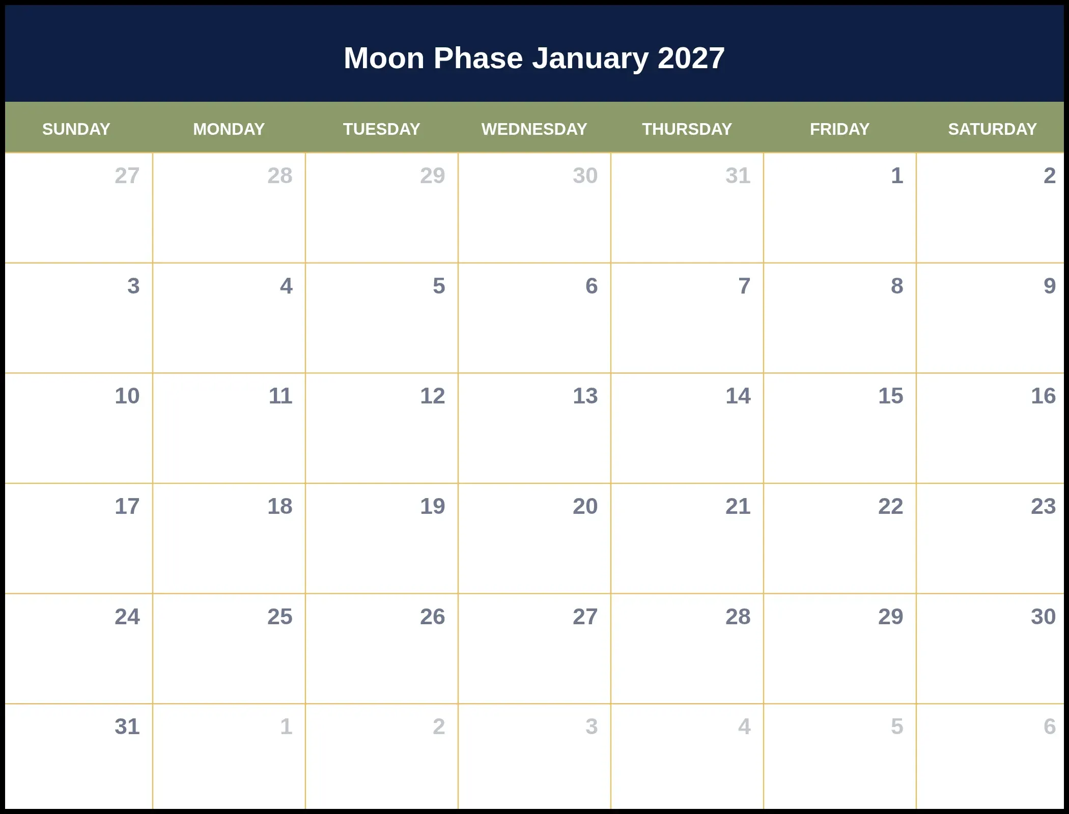 Moon Phase January 2027 Pdf Moon Phase January 2027 Pdf