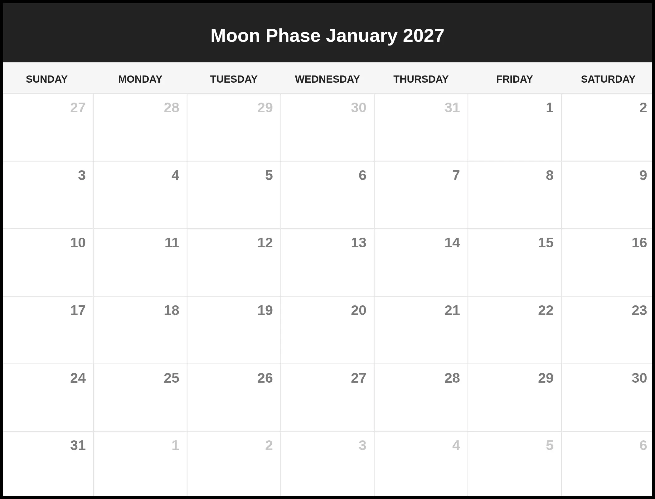 Moon Phase January 2027