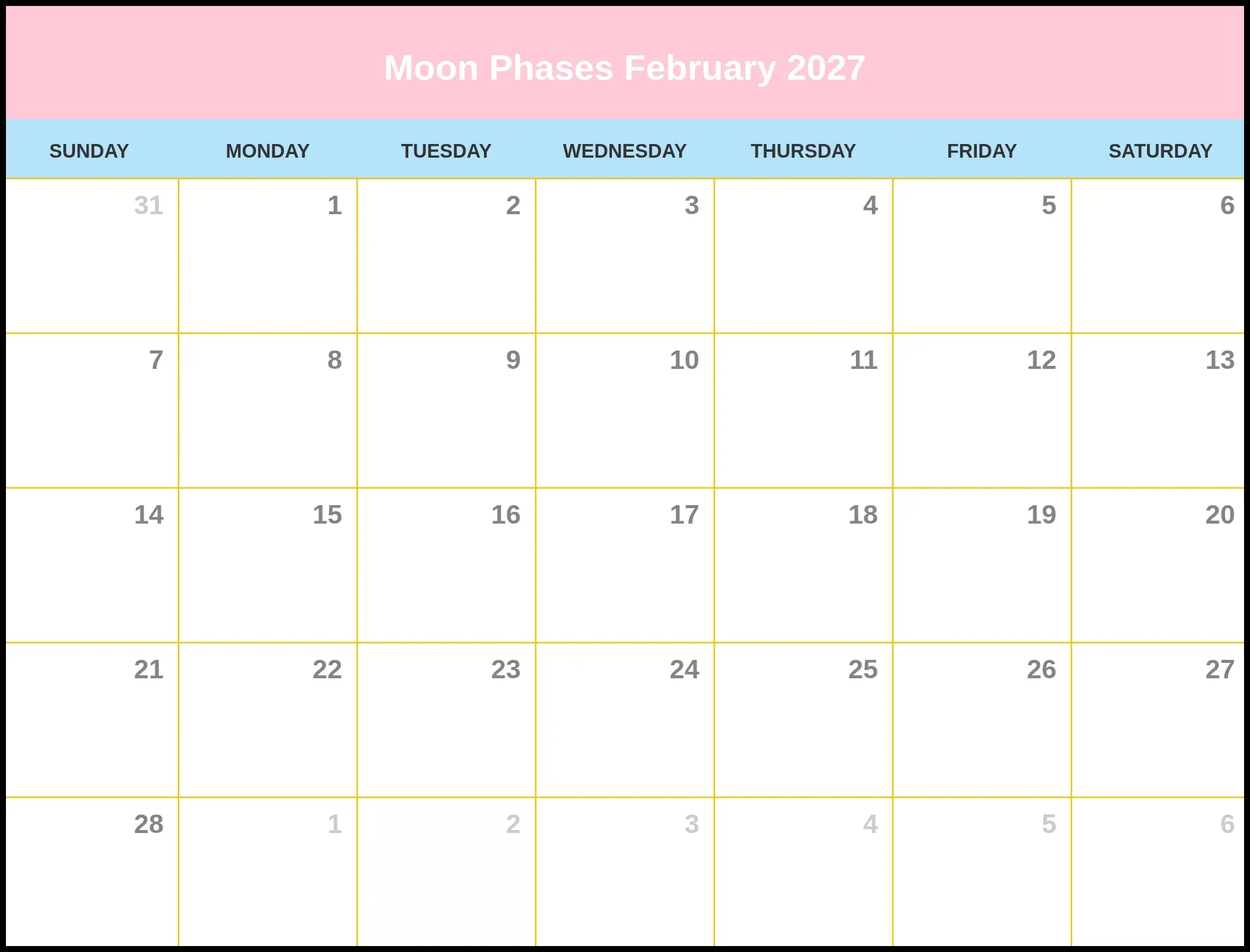 Moon Phases February 2027 Pdf