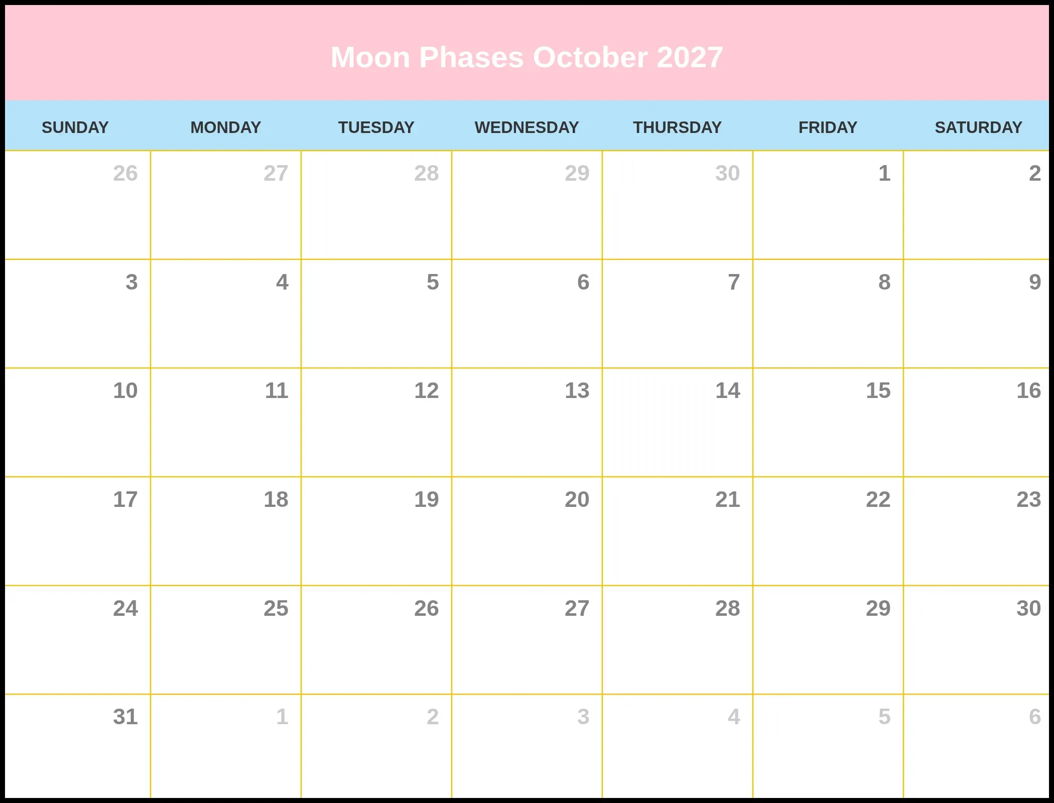 Moon Phases October 2027 Moon Phases October 2027