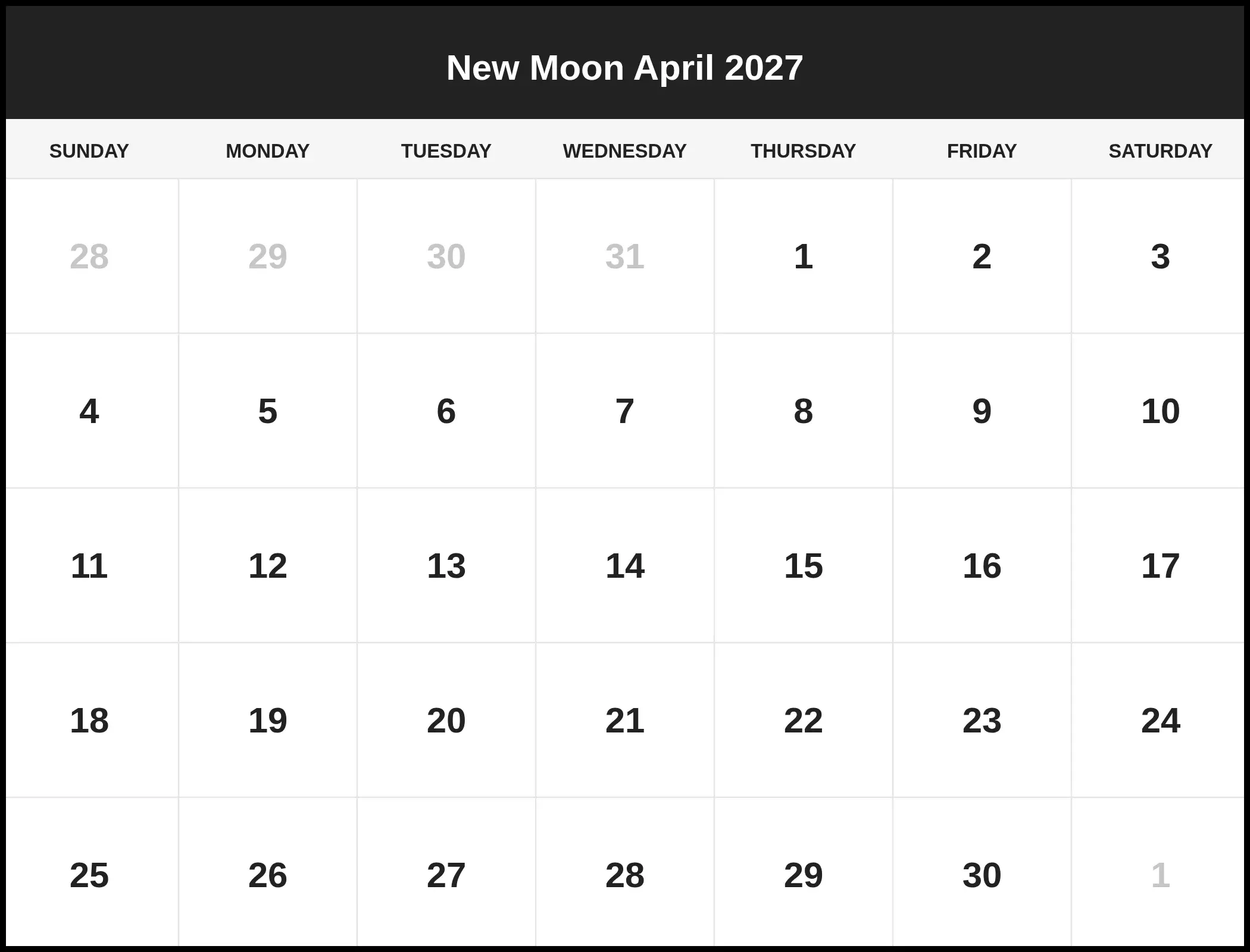 New Moon April 2027