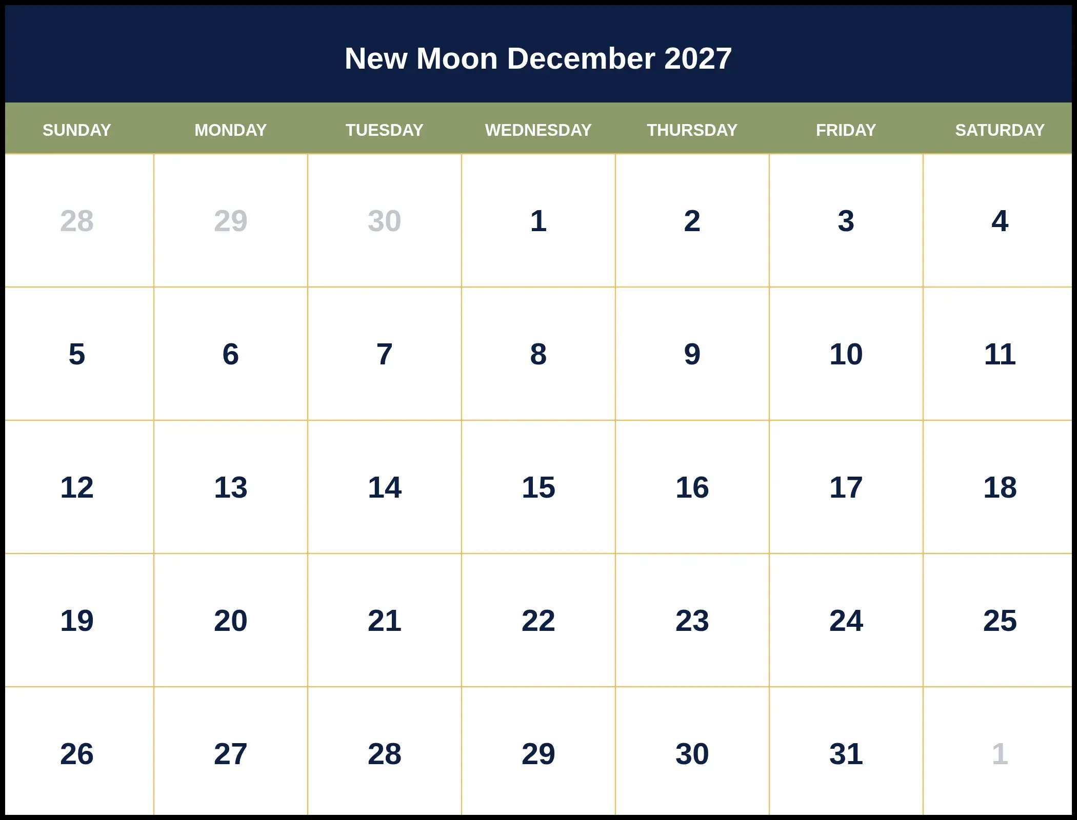 New Moon December 2027
