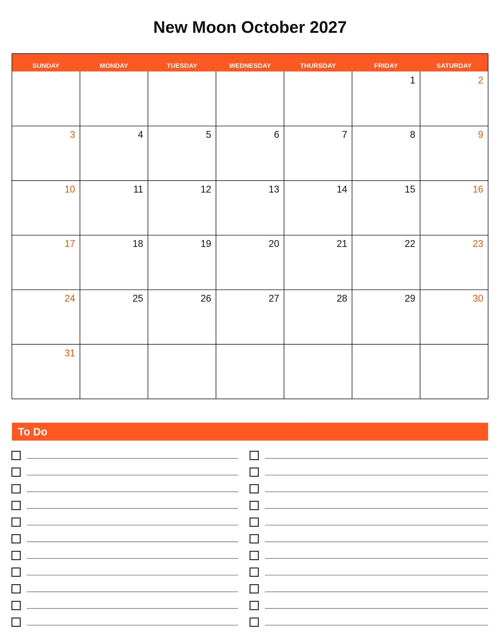 New Moon October 2027 With To Do List Bottom Portrait New Moon October 2027 With To Do List Bottom Portrait