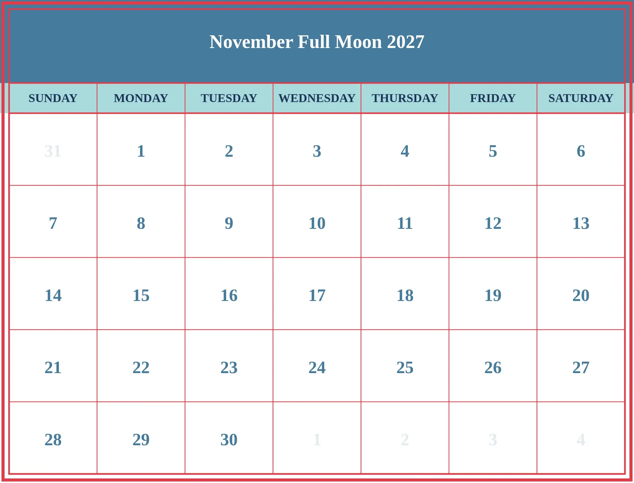 November Full Moon 2027 Download Landscape