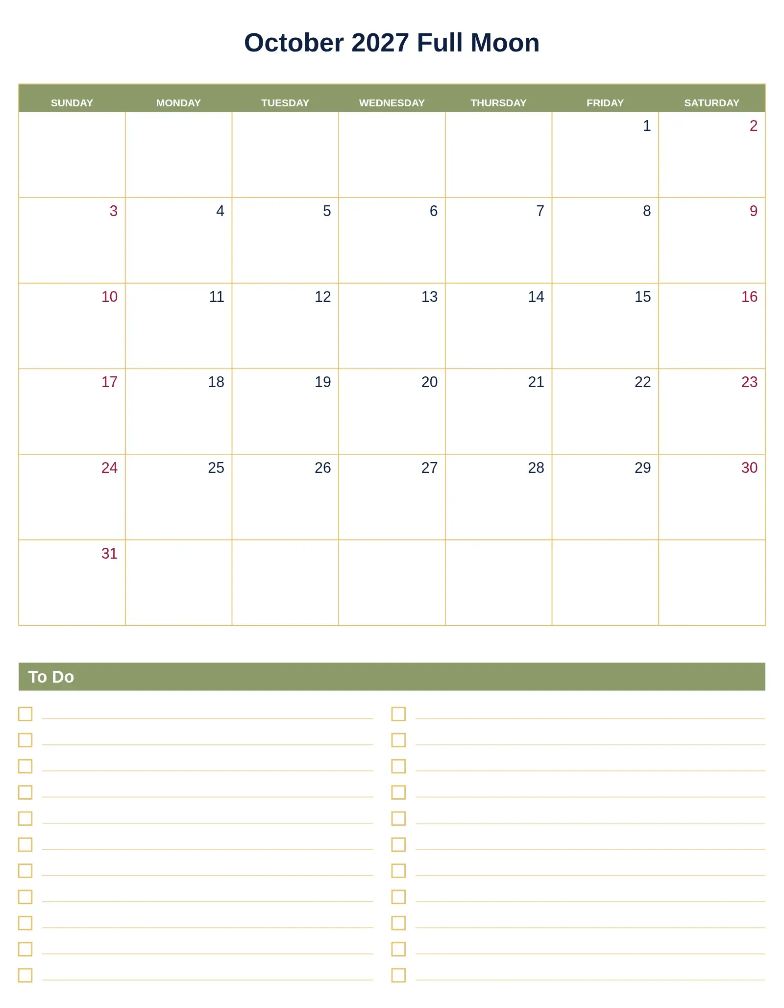 October 2027 Full Moon With To Do List Bottom Portrait October 2027 Full Moon With To Do List Bottom Portrait