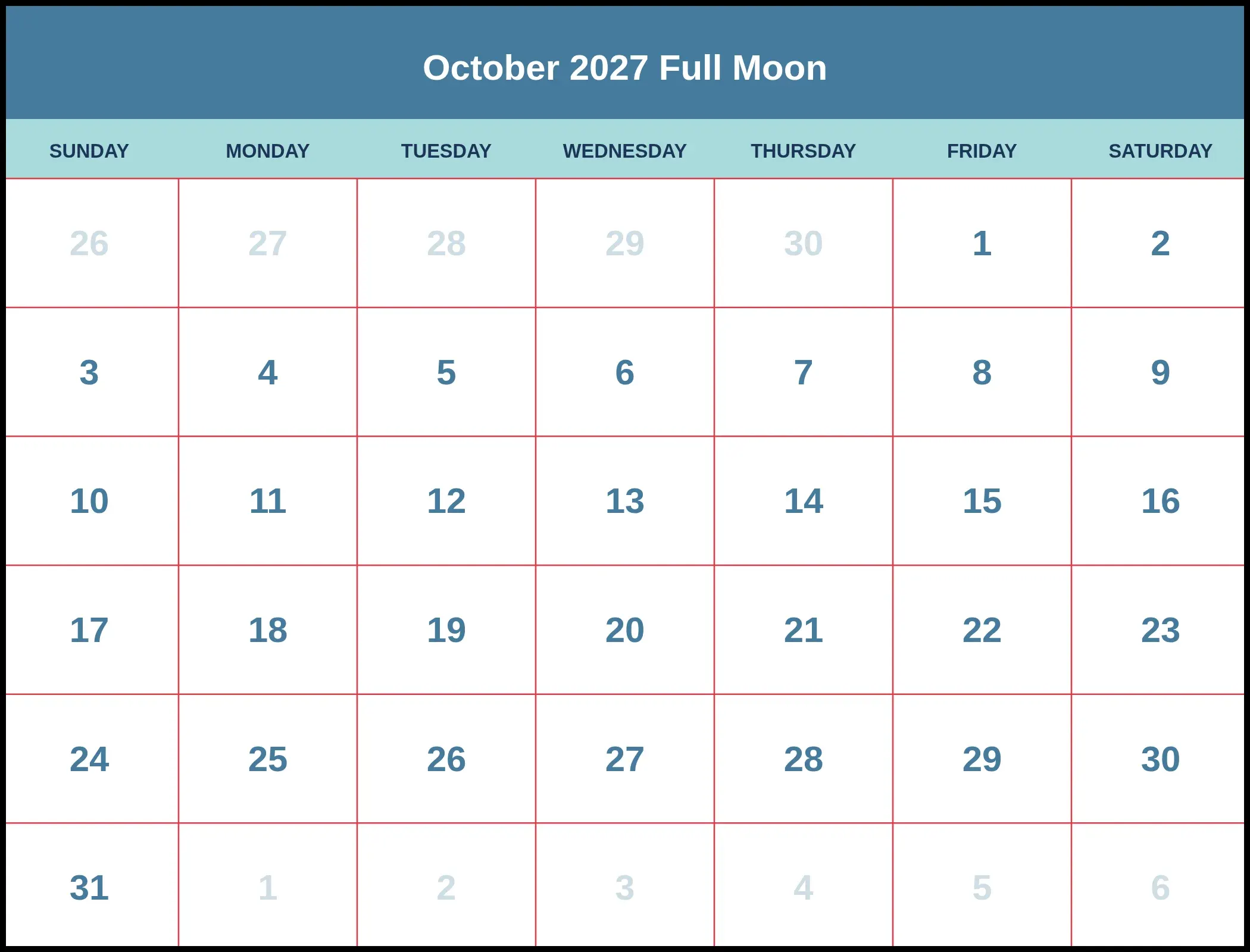 October 2027 Full Moon October 2027 Full Moon