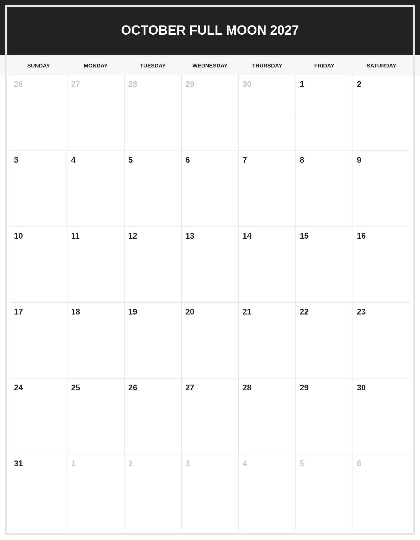 October Full Moon 2027 With Portrait Template October Full Moon 2027 With Portrait Template