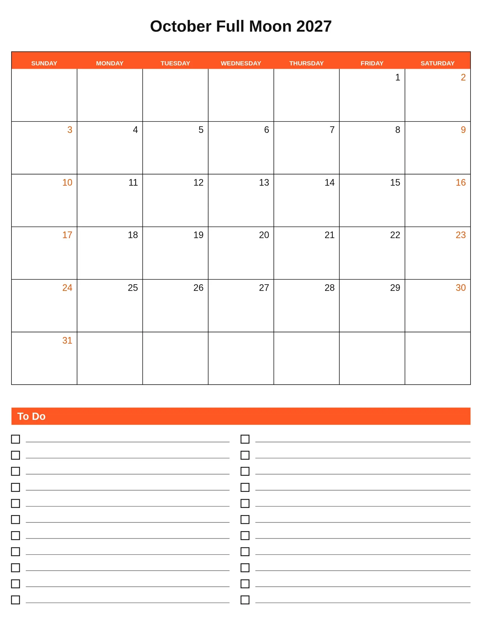 October Full Moon 2027 With To Do List Bottom Portrait October Full Moon 2027 With To Do List Bottom Portrait