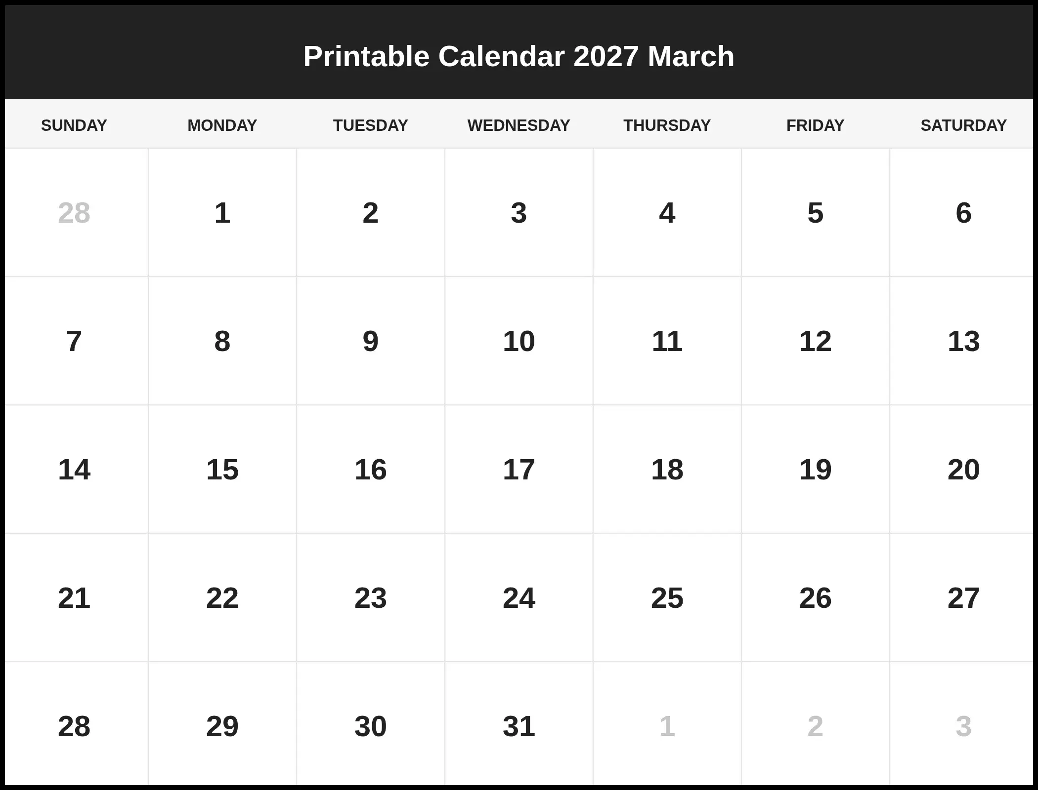 Printable Calendar 2027 March Pdf Printable Calendar 2027 March Pdf