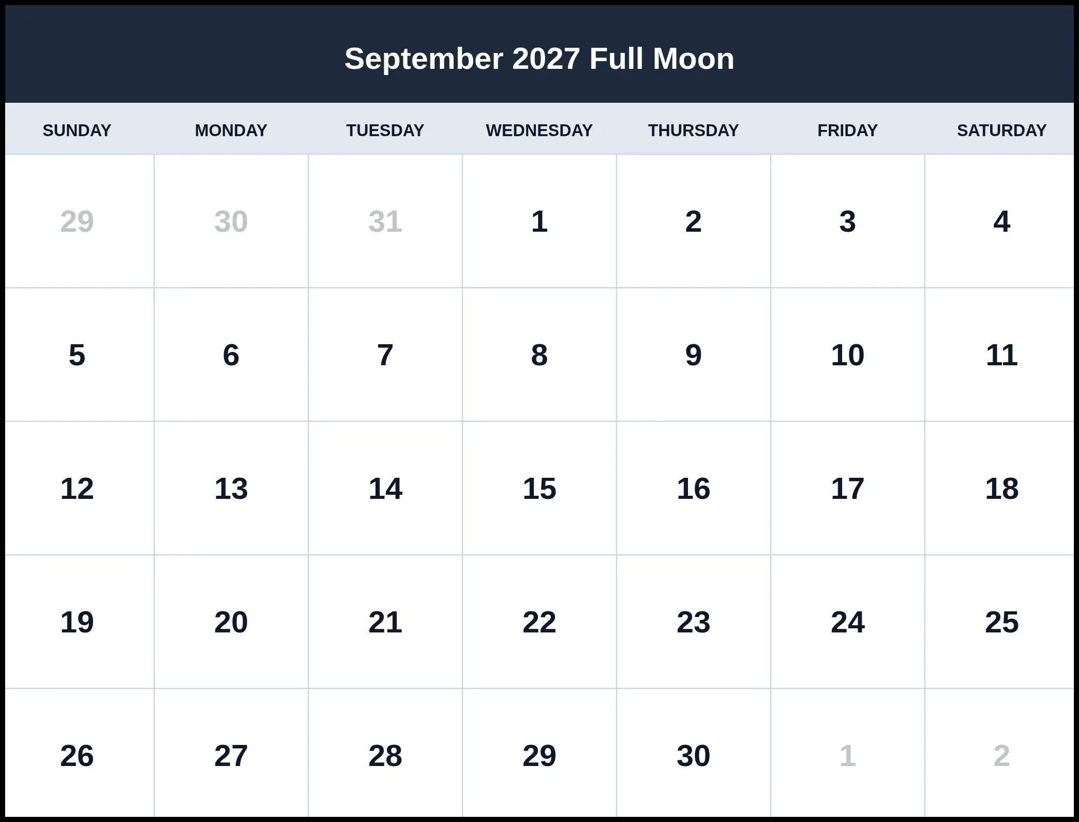 September 2027 Full Moon