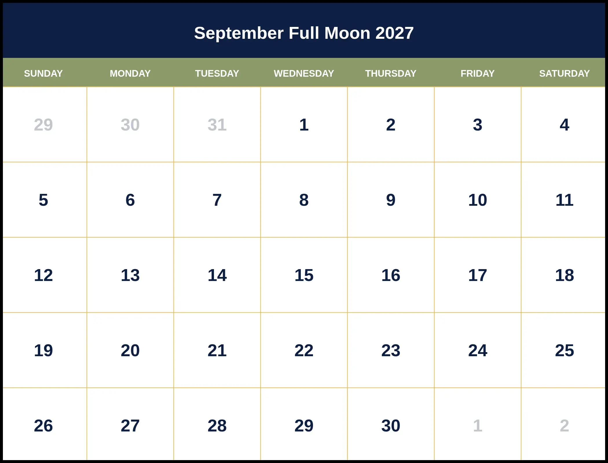 September Full Moon 2027