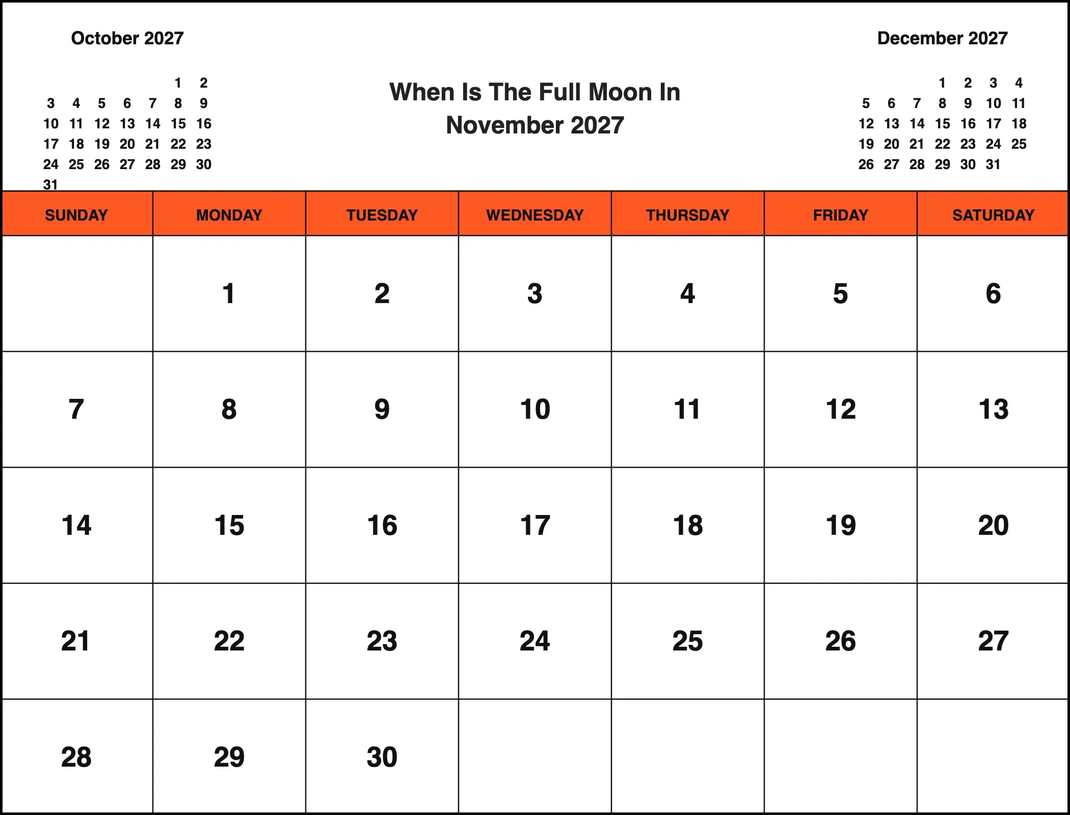 When Is The Full Moon In November 2027 With Three Month View When Is The Full Moon In November 2027 With Three Month View