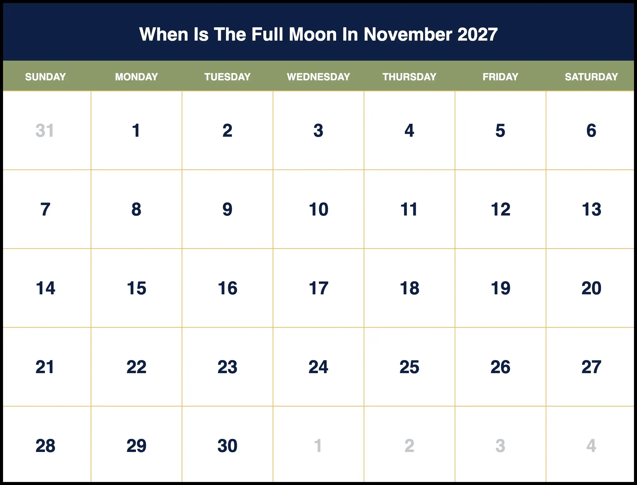 When Is The Full Moon In November 2027
