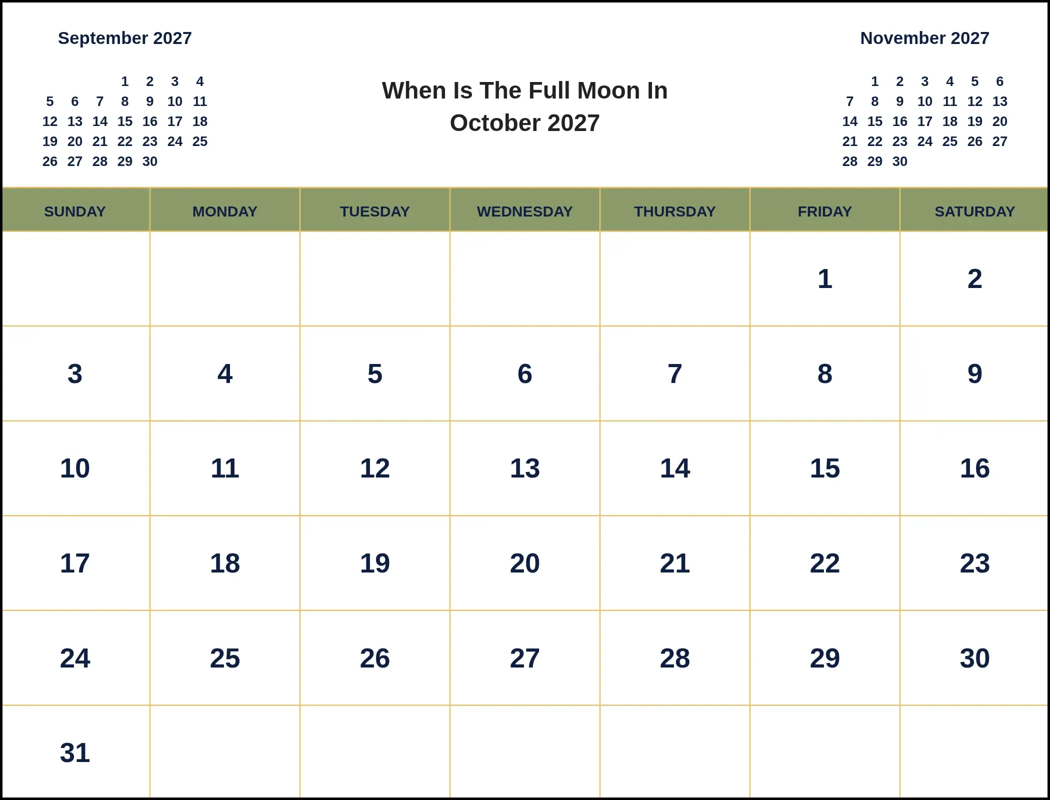 When Is The Full Moon In October 2027 With Three Month View When Is The Full Moon In October 2027 With Three Month View