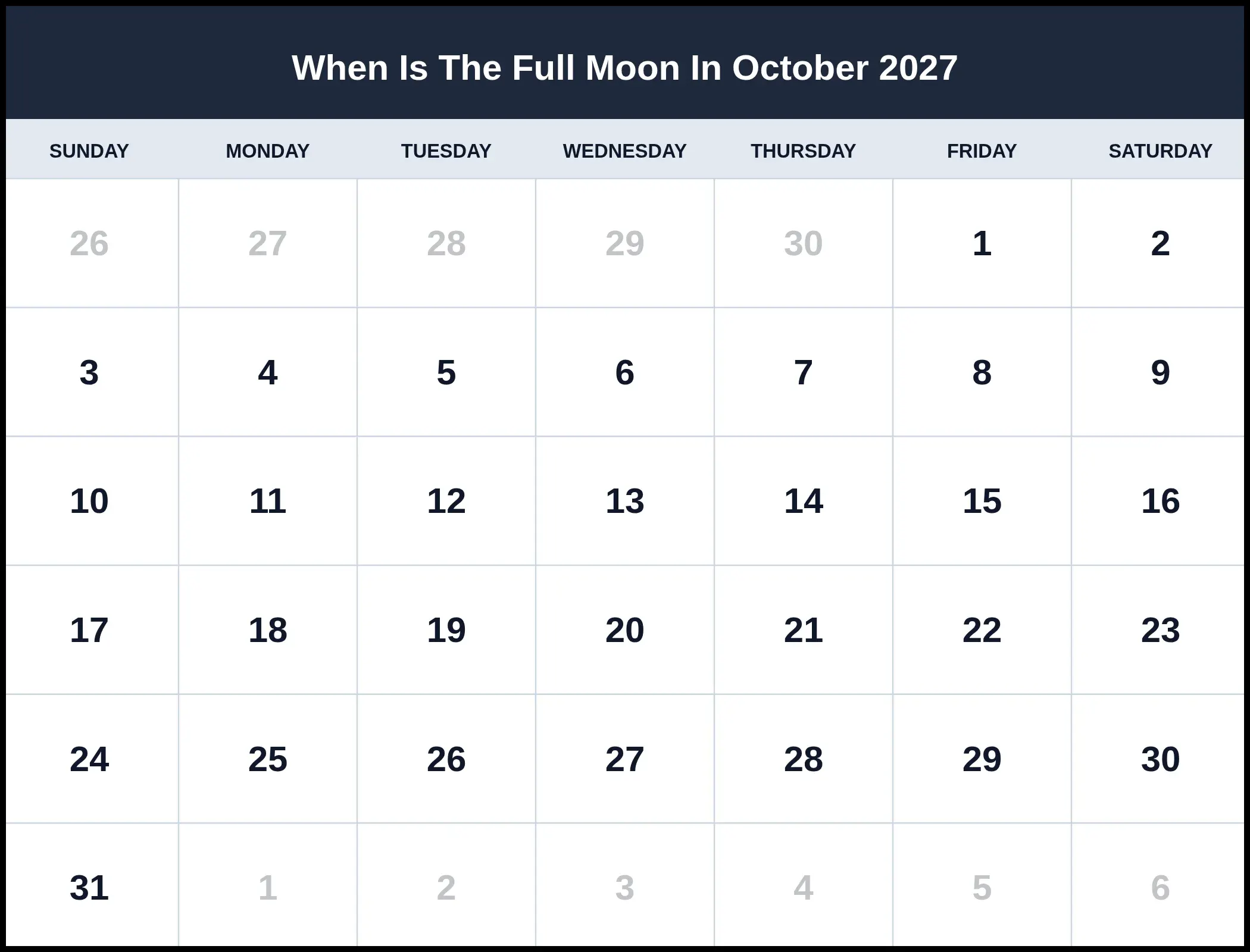 When Is The Full Moon In October 2027