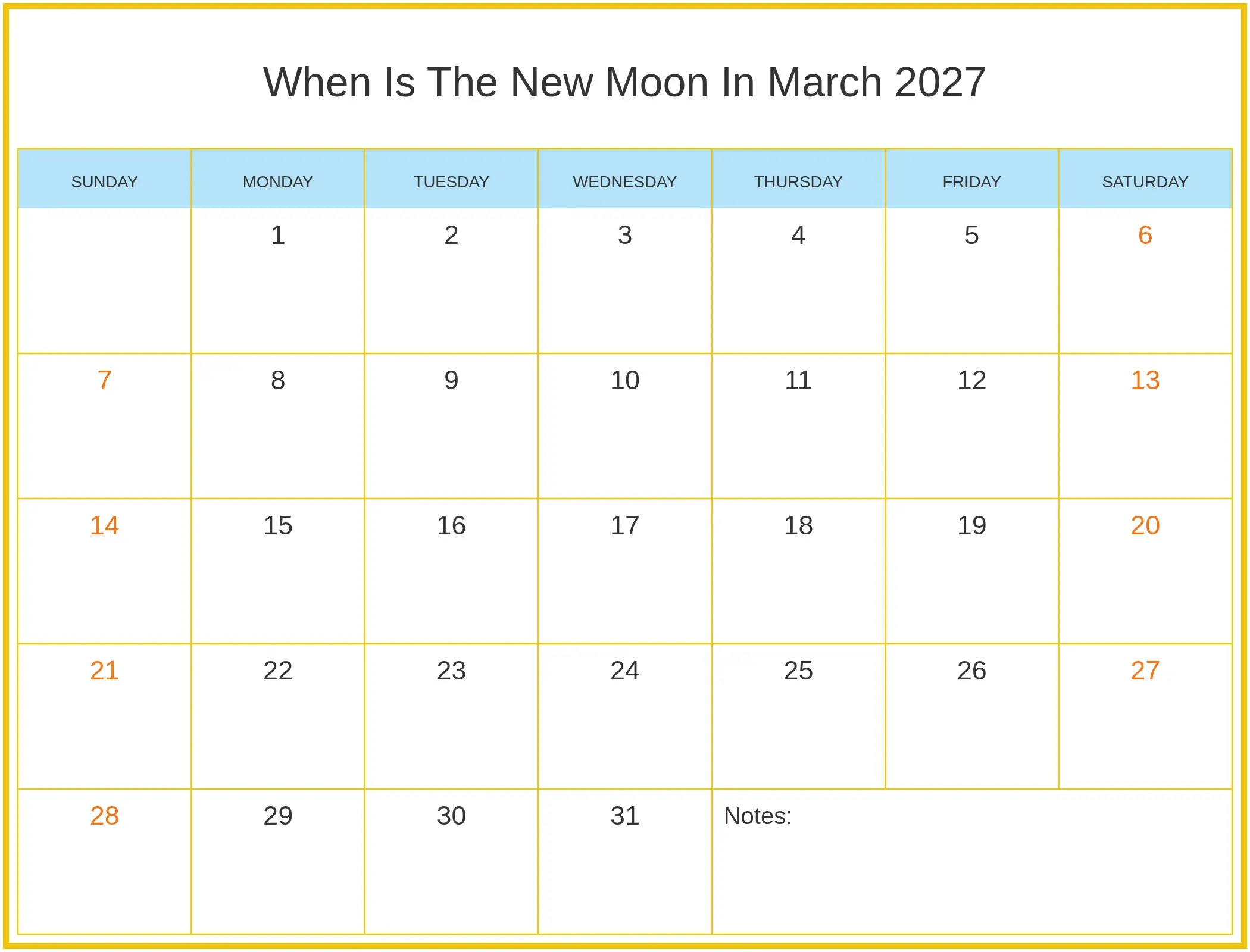 When Is The New Moon In March 2027 with Notes Bottom Landscape When Is The New Moon In March 2027 with Notes Bottom Landscape
