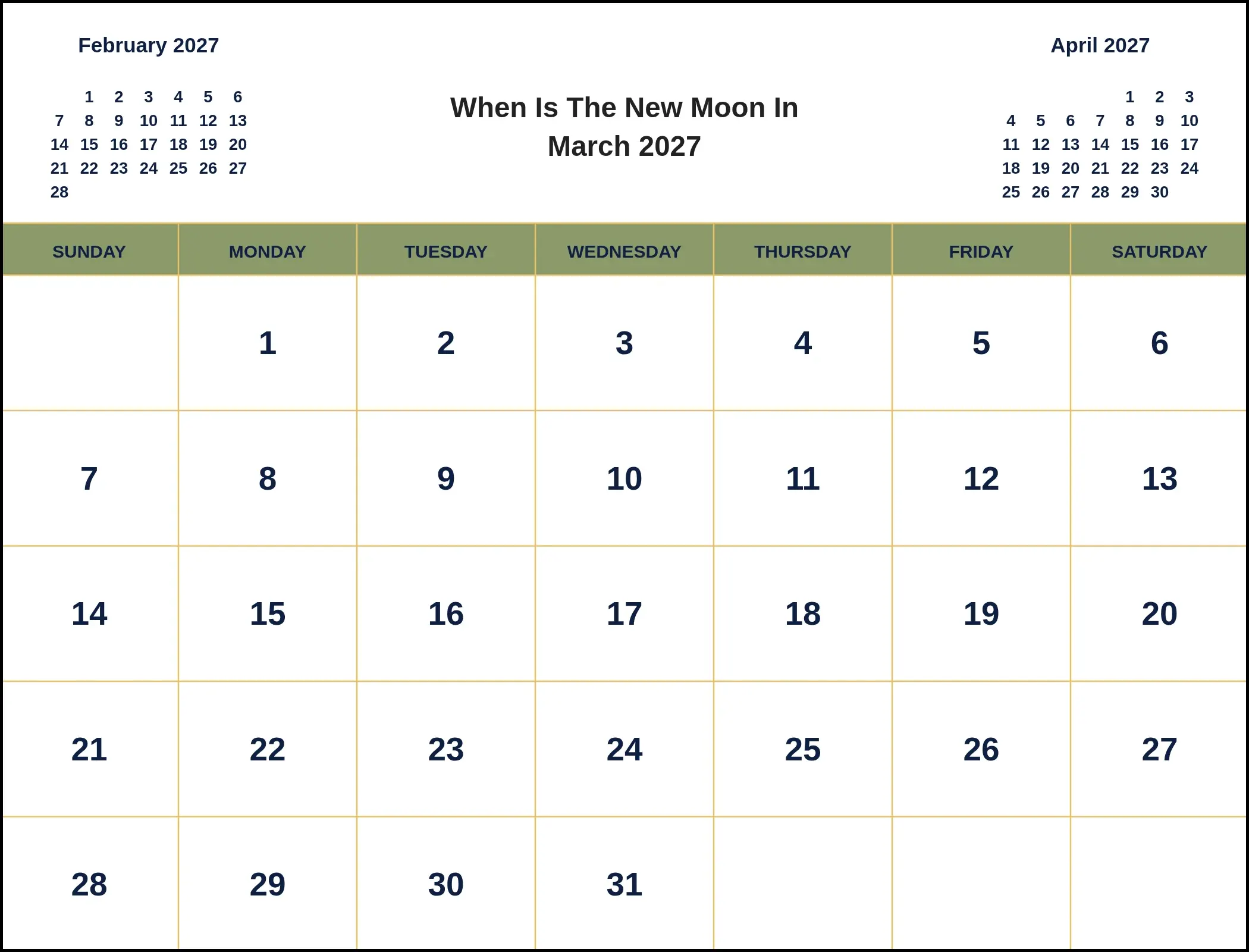 When Is The New Moon In March 2027 With Three Month View When Is The New Moon In March 2027 With Three Month View