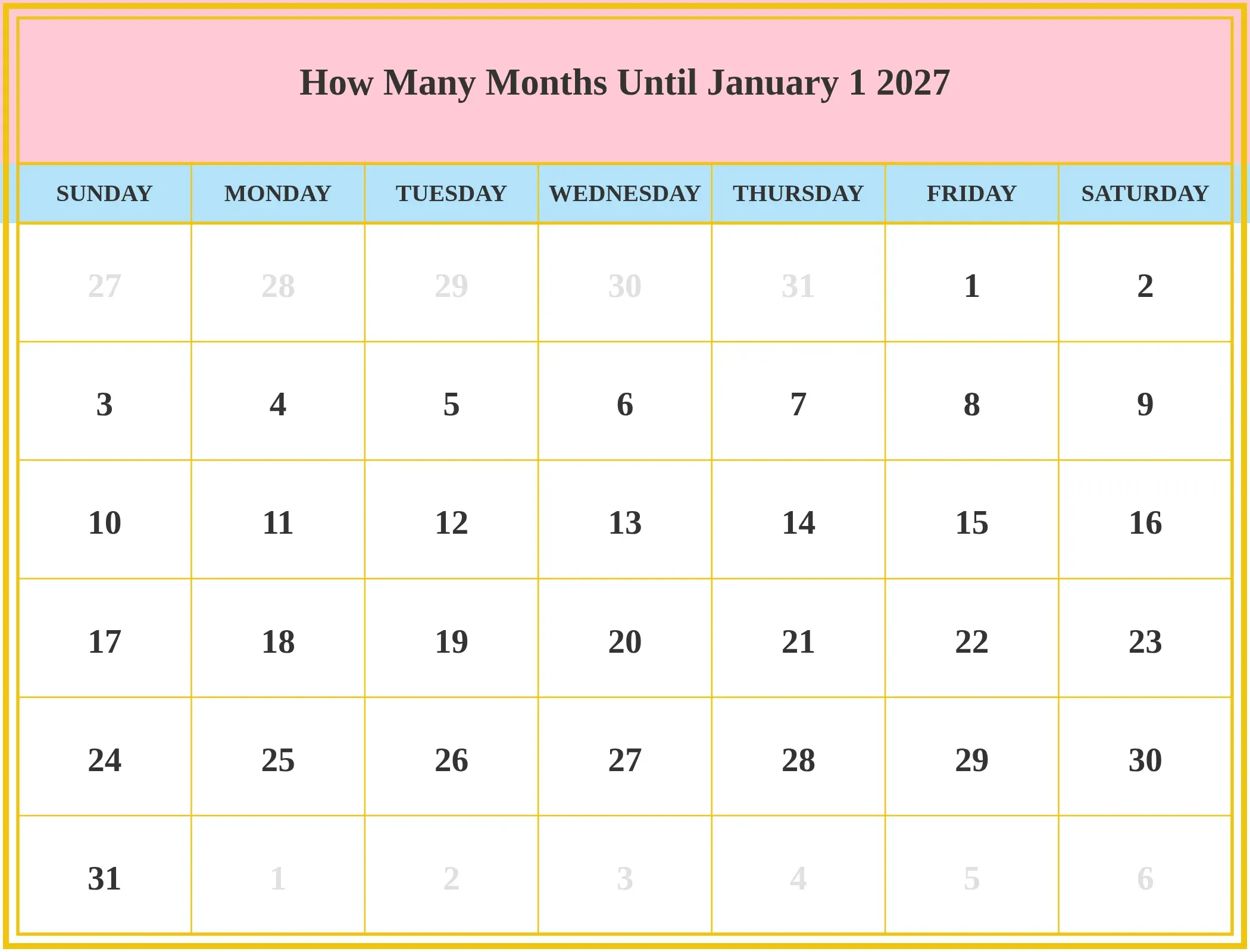 How Many Months Until January 1 2027 Download Landscape