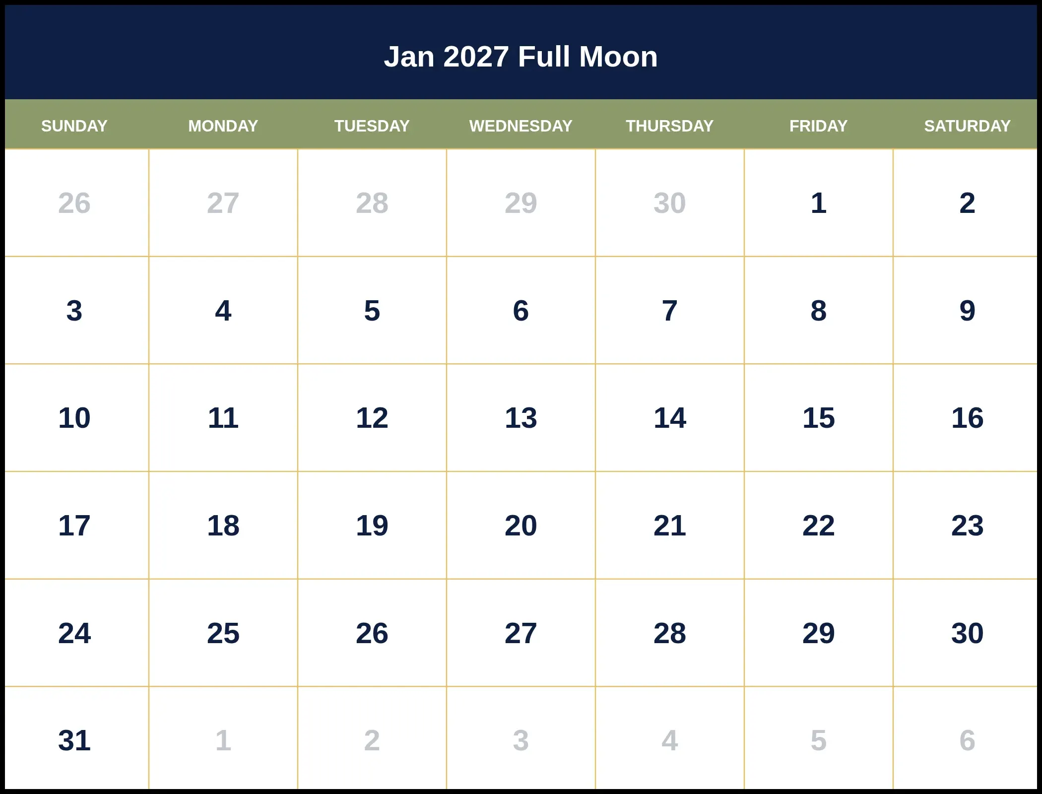 Jan 2027 Full Moon